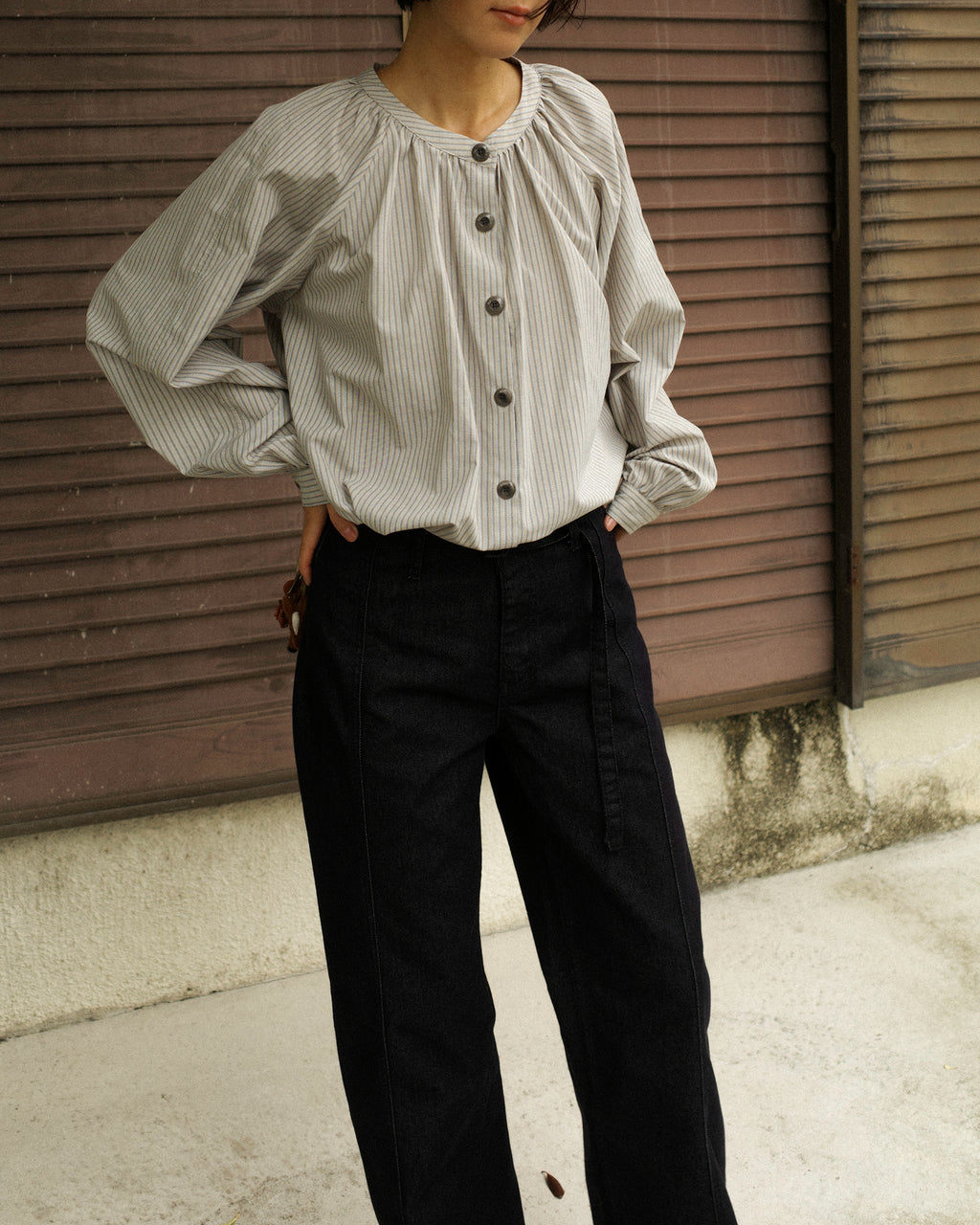 (Back in stock on 11/5) Longline Belted Denim Trousers, Deep Indigo
