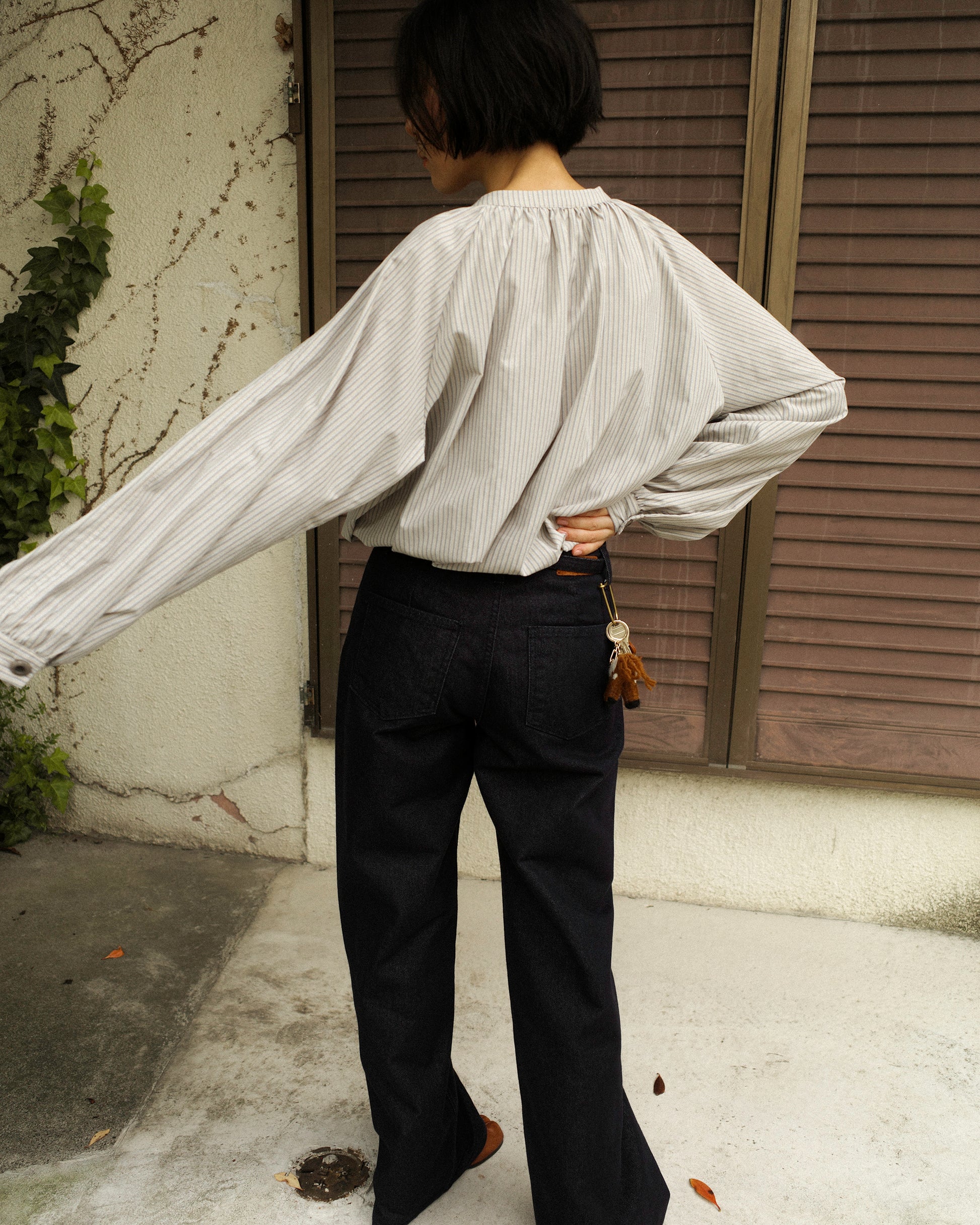 Devon Gathered Yoke Blouse, Misty Beige