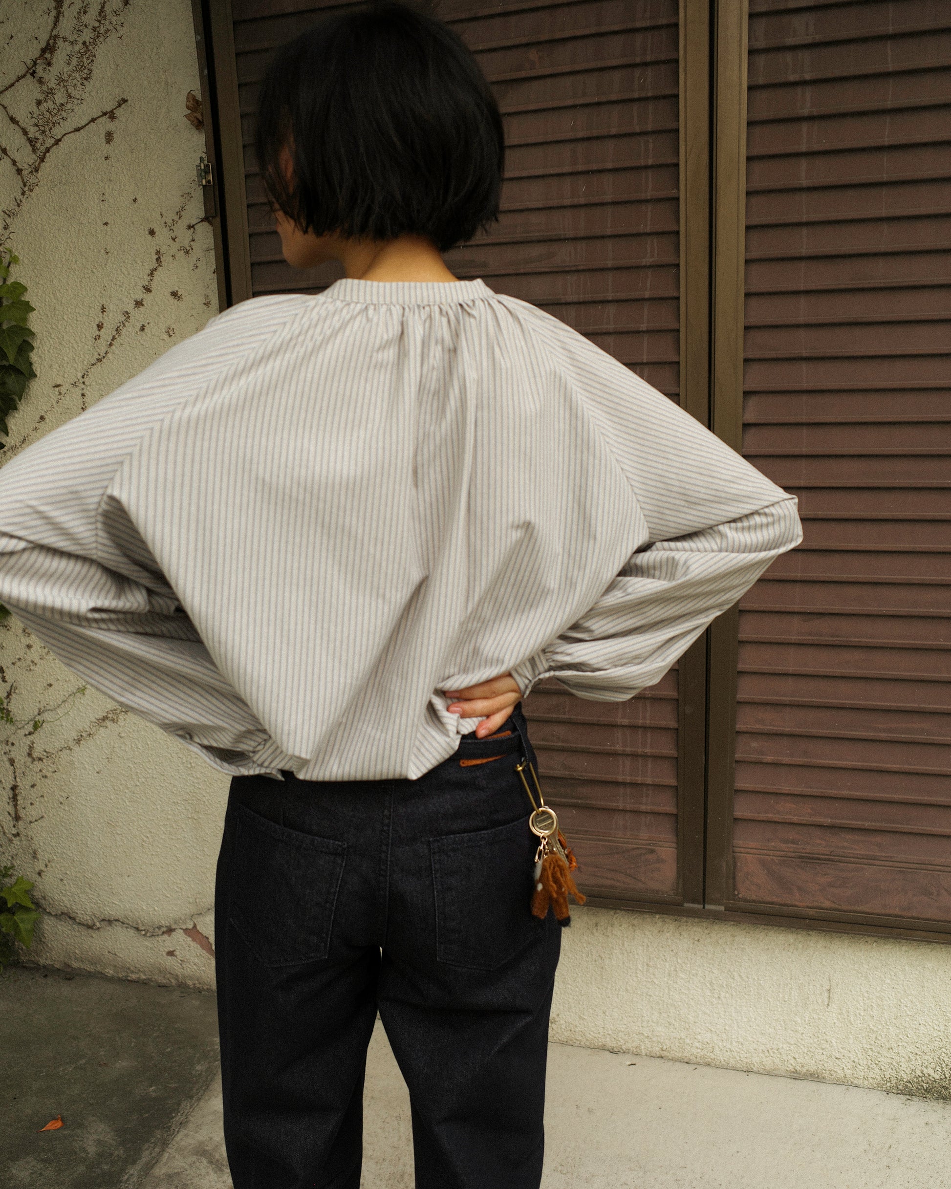 Devon Gathered Yoke Blouse, Misty Beige