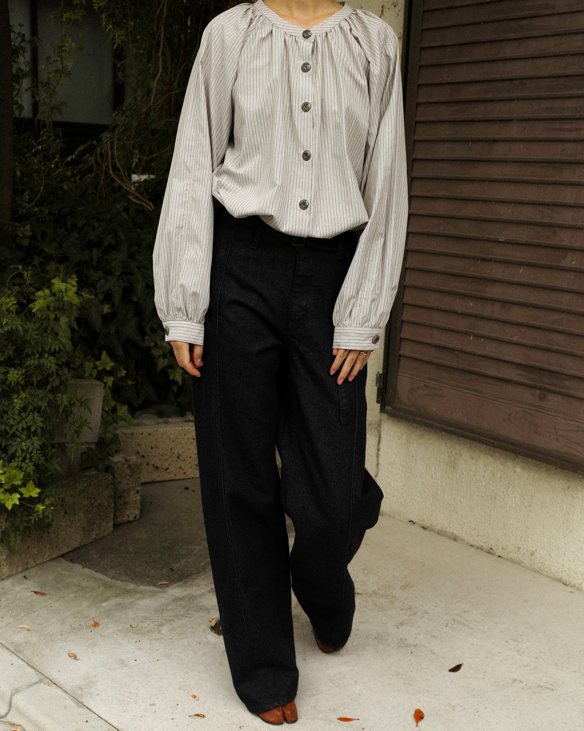 (Back in stock on 11/5) Longline Belted Denim Trousers, Deep Indigo