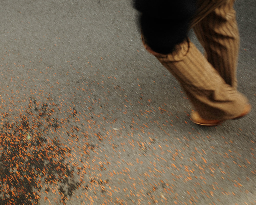 Nada Retro Striped Corduroy Flare Trousers, Autumn Leaves