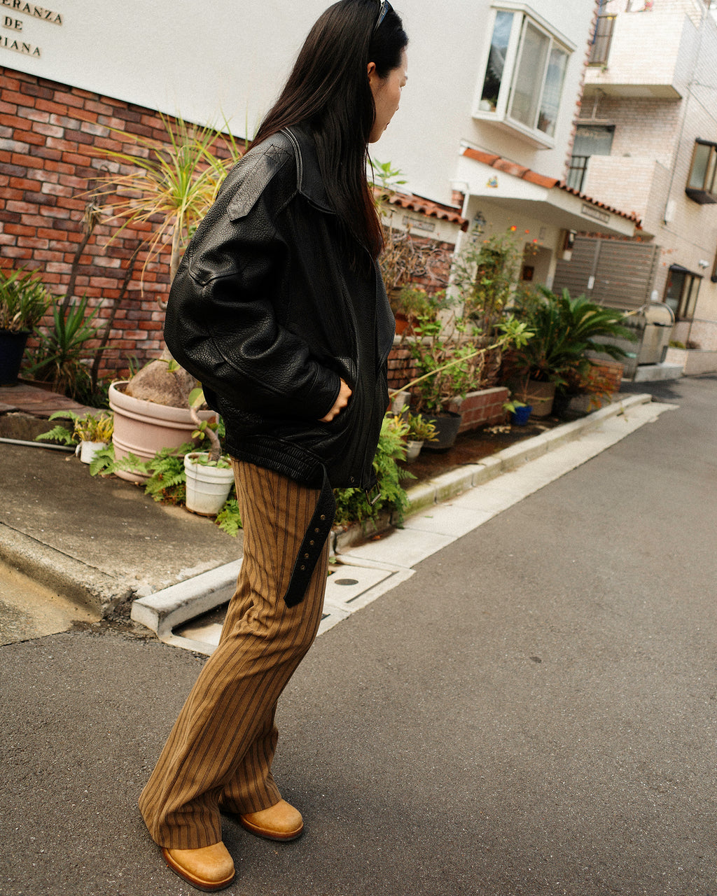 Nada Retro Striped Corduroy Flare Trousers, Autumn Leaves