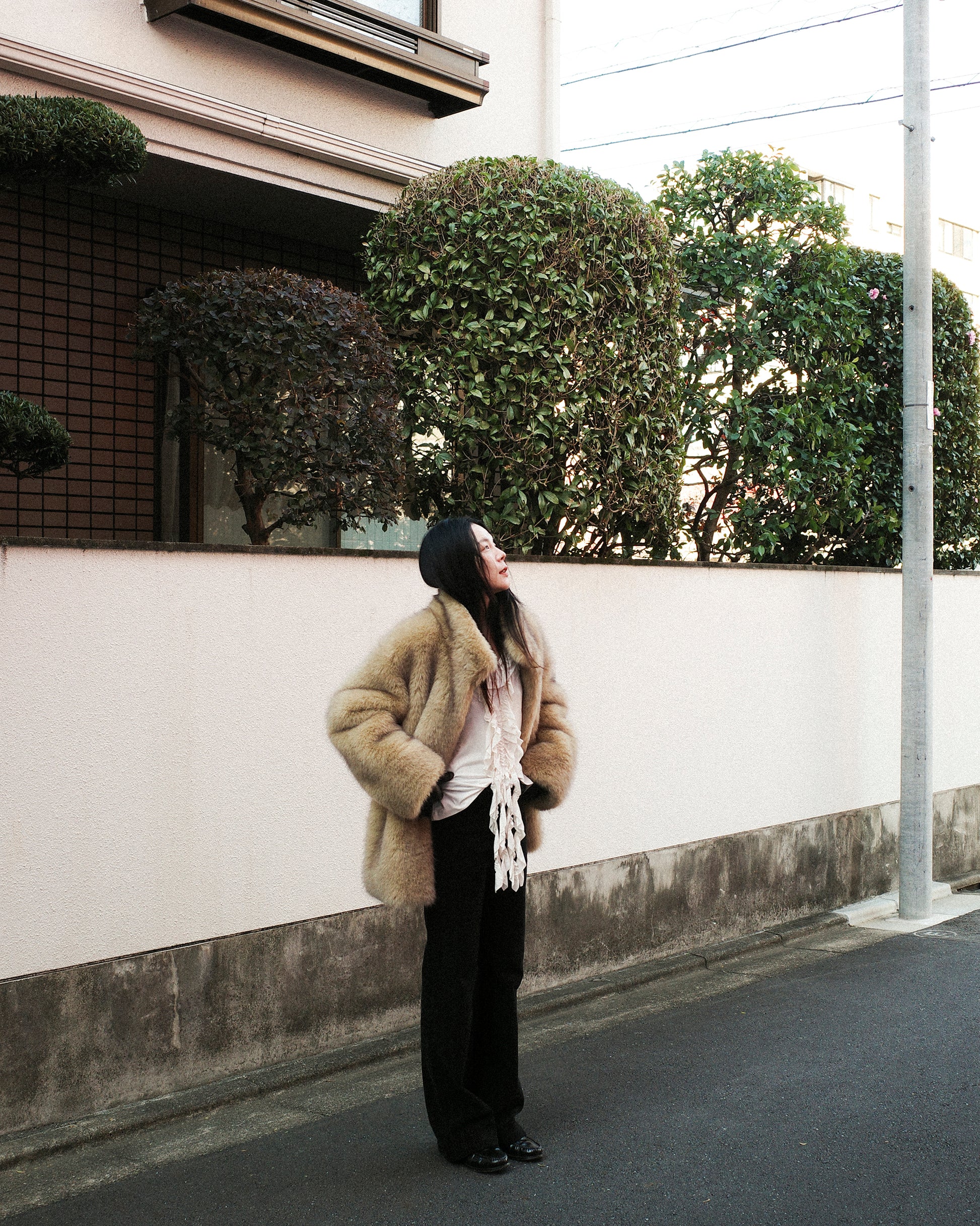 Dalla Voluminous Eco Fur Jacket, Muted Beige