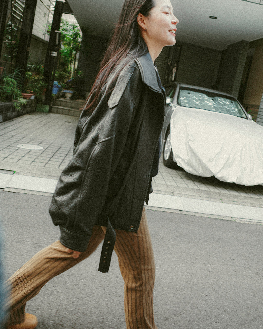 Nada Retro Striped Corduroy Flare Trousers, Autumn Leaves