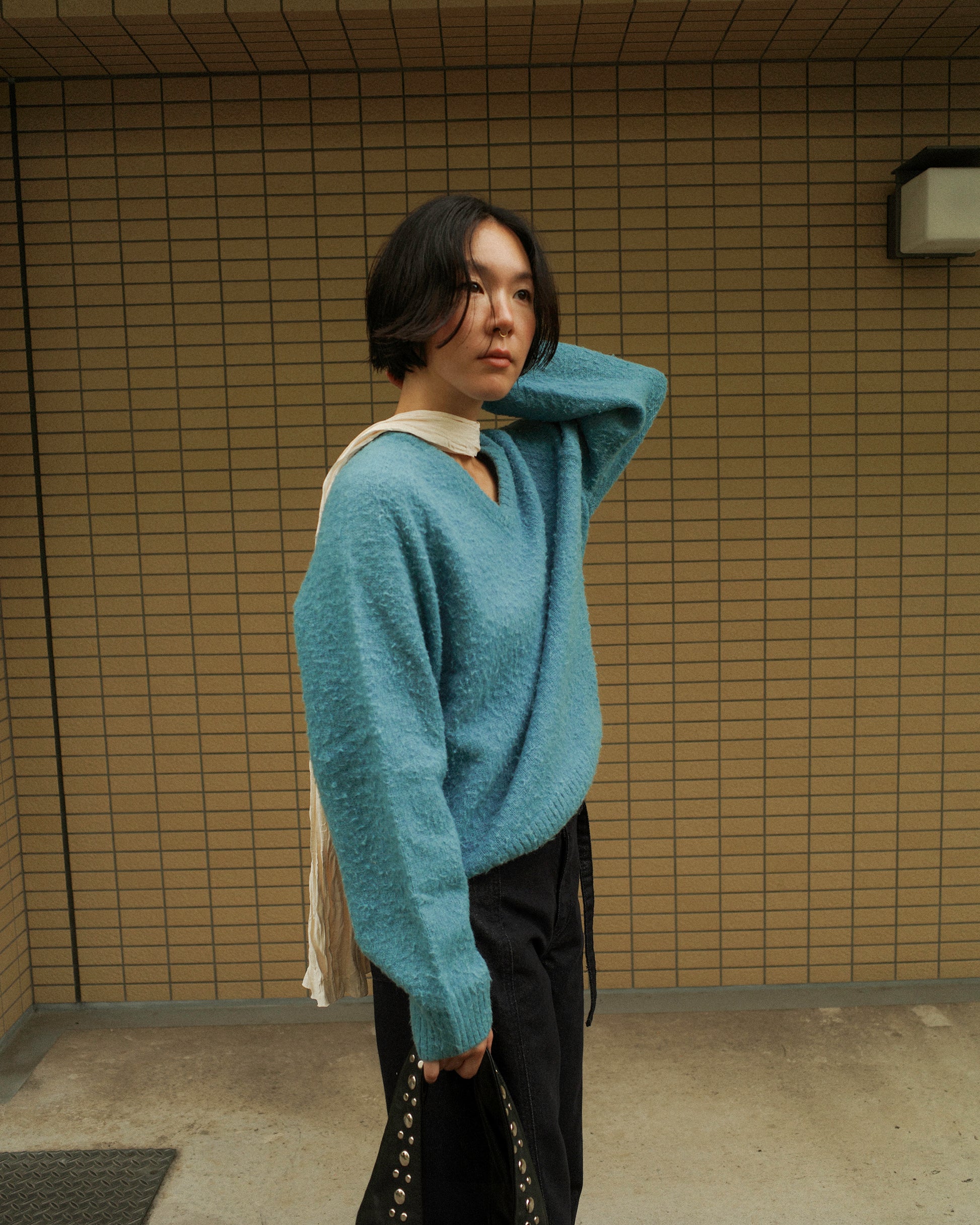 Hiro Brushed Wool Jumper, Sullivan Blue Teal