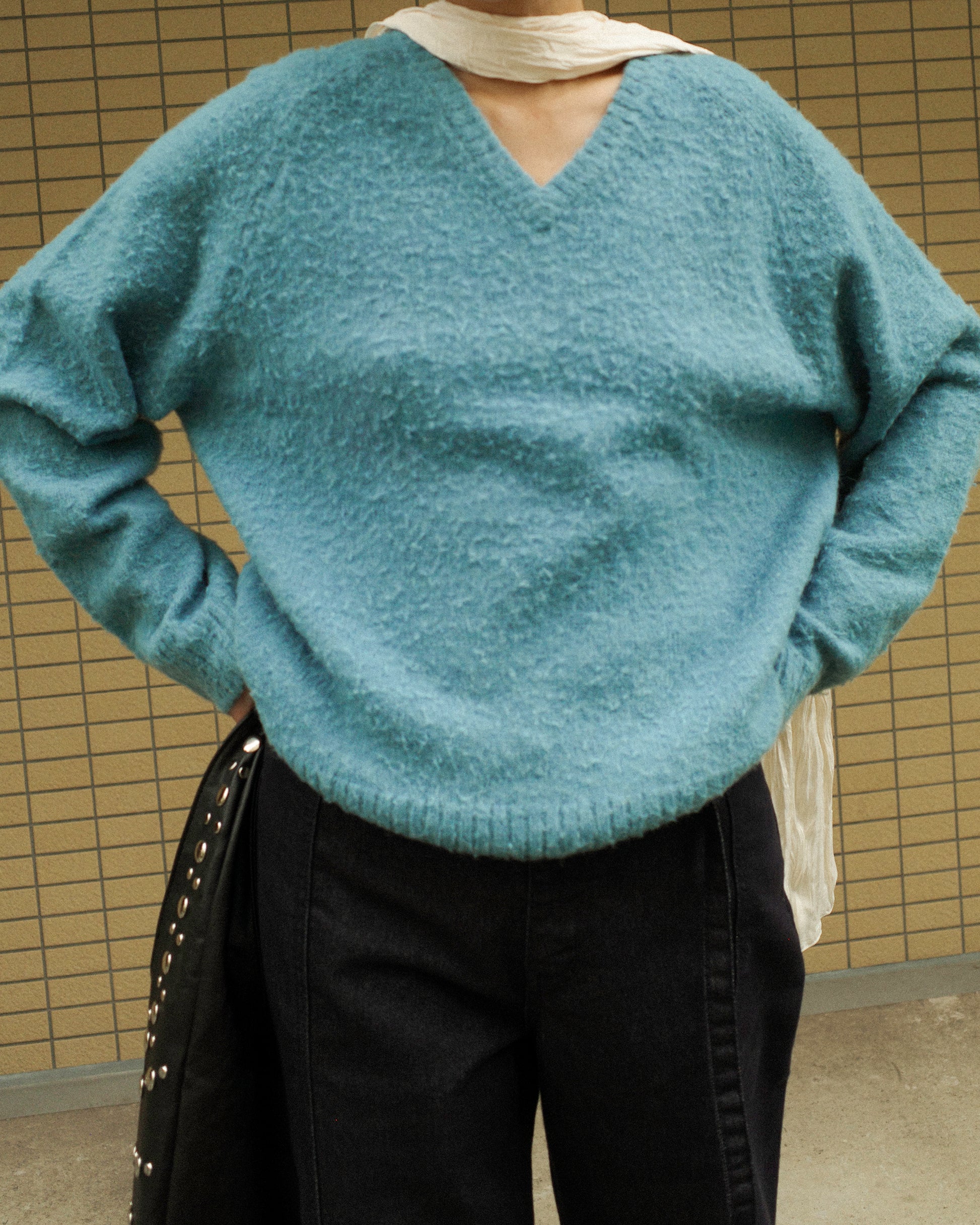 Hiro Brushed Wool Jumper, Sullivan Blue Teal