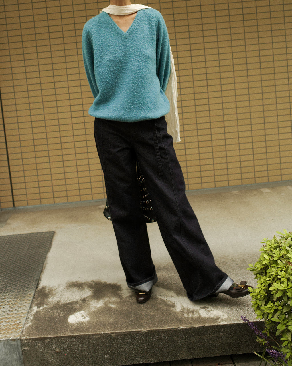 (Back in stock on 11/5) Longline Belted Denim Trousers, Deep Indigo