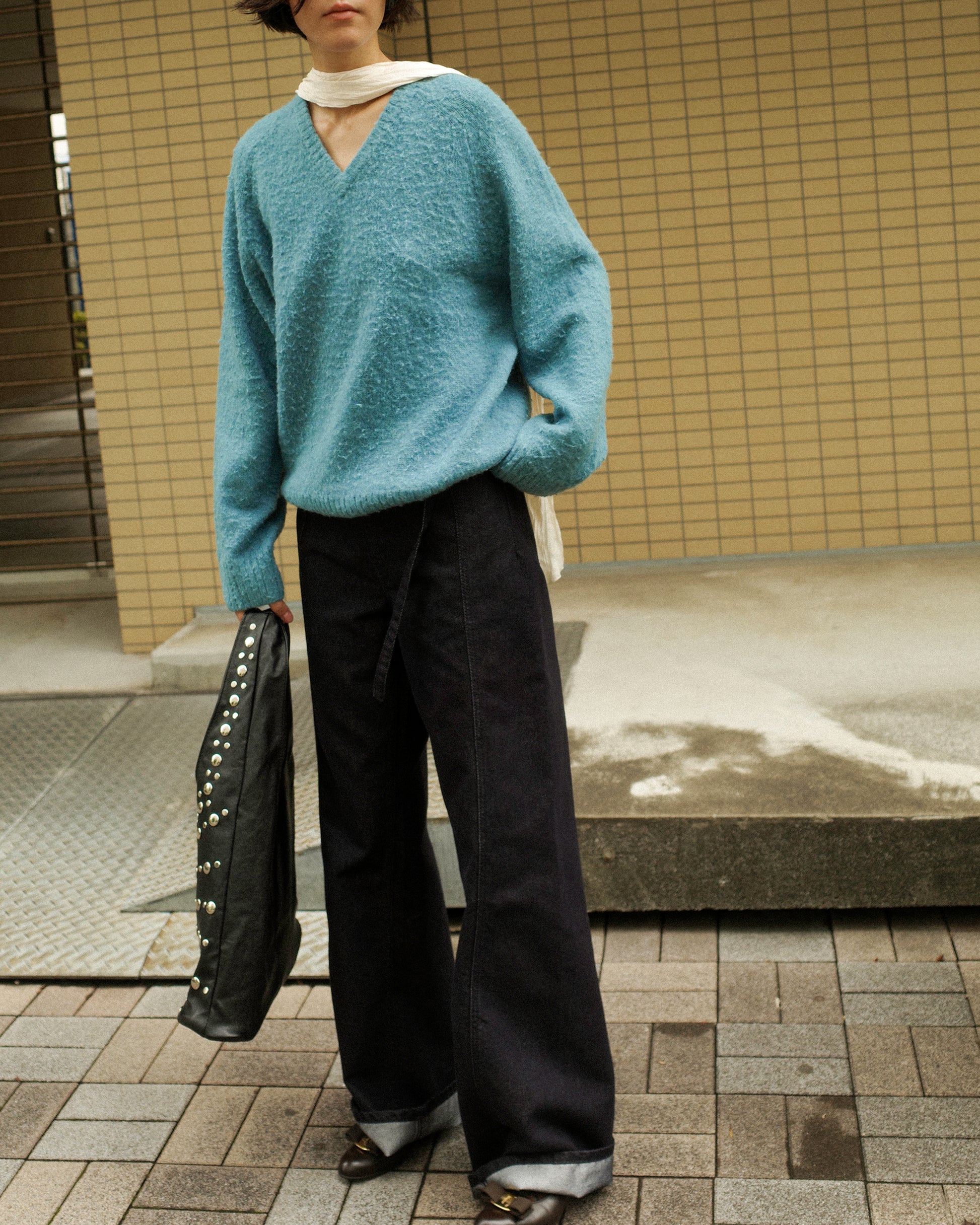 (Back in stock on 11/5) Longline Belted Denim Trousers, Deep Indigo