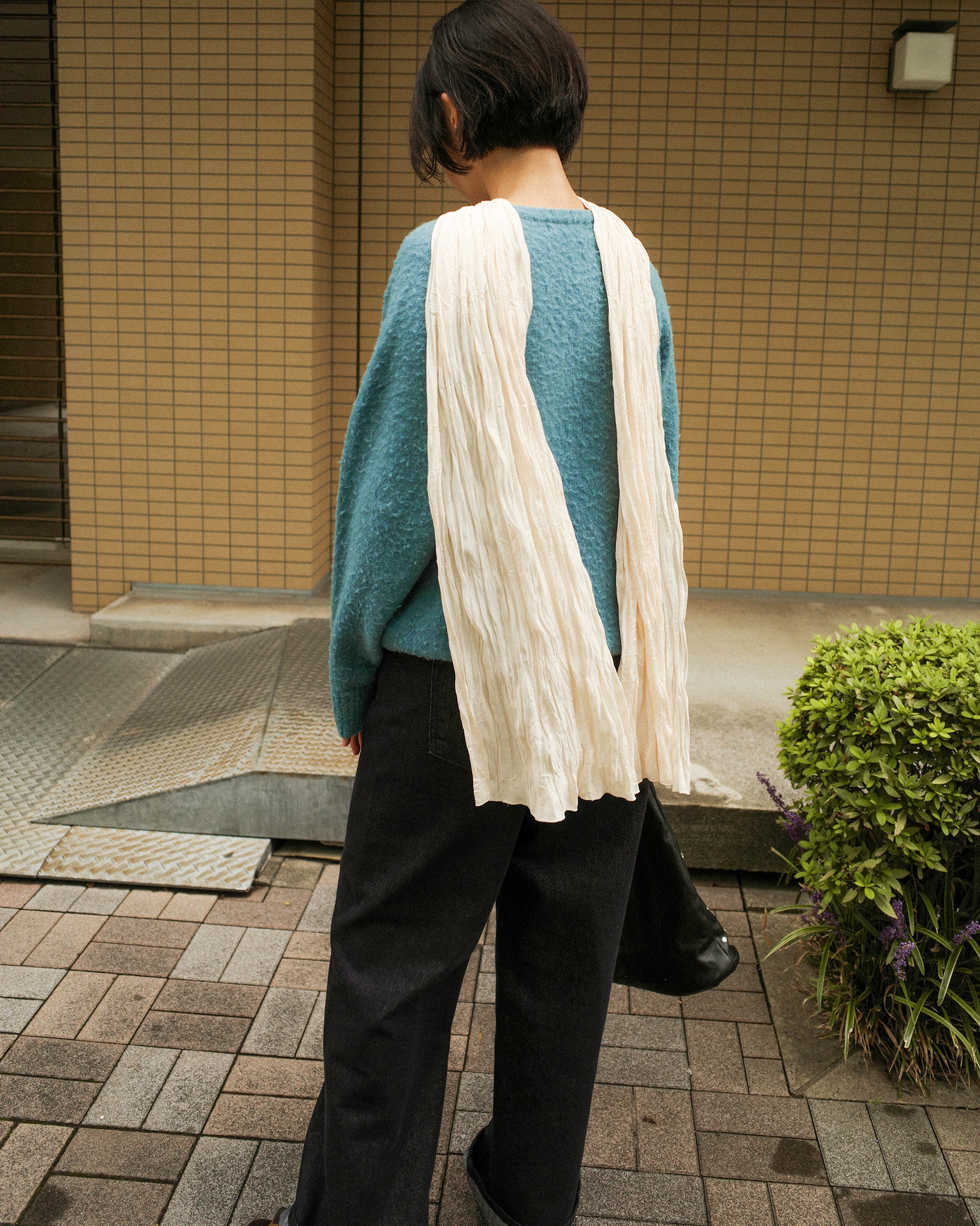 Lora Creased Ivory Scarf, Crème Bavarois