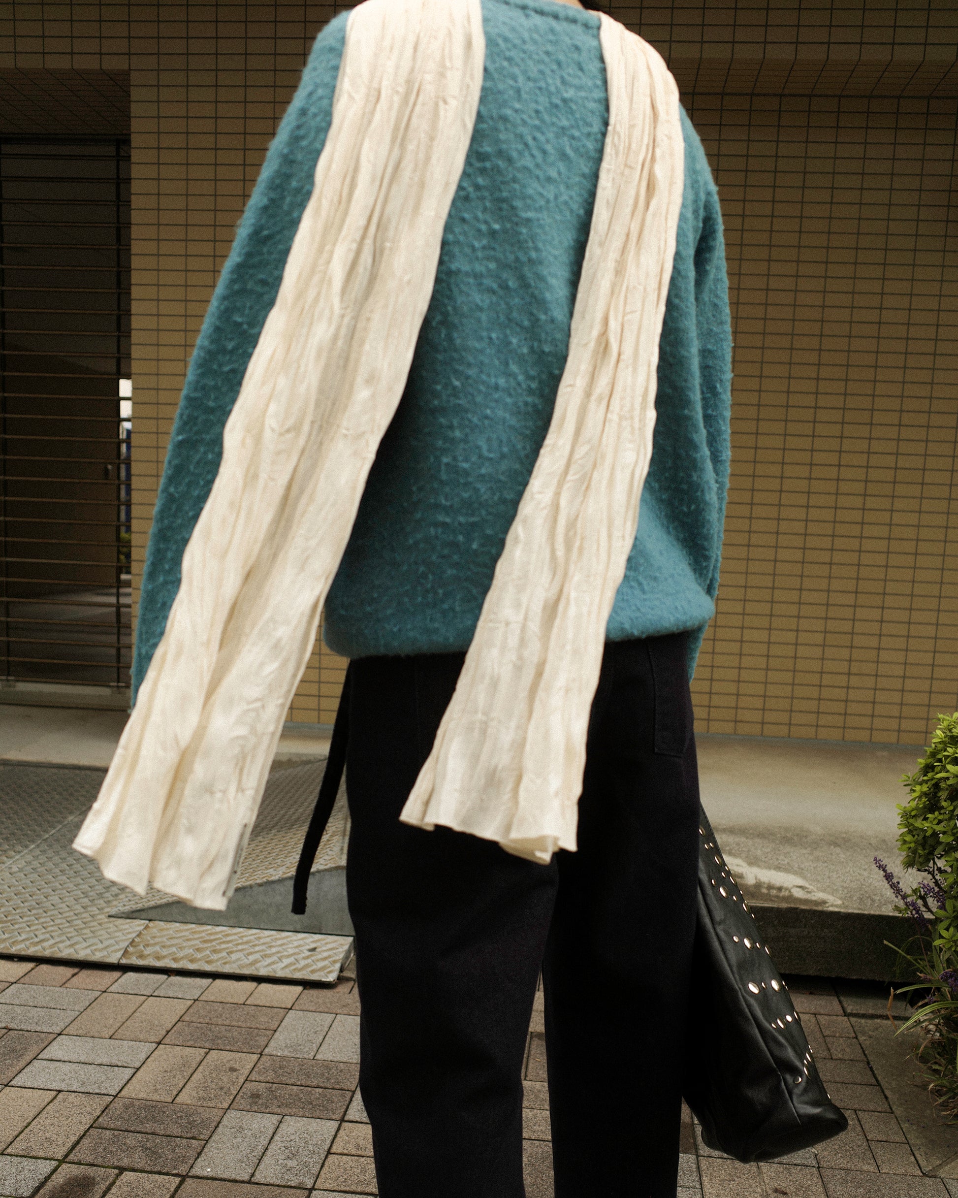 Lora Creased Ivory Scarf, Crème Bavarois