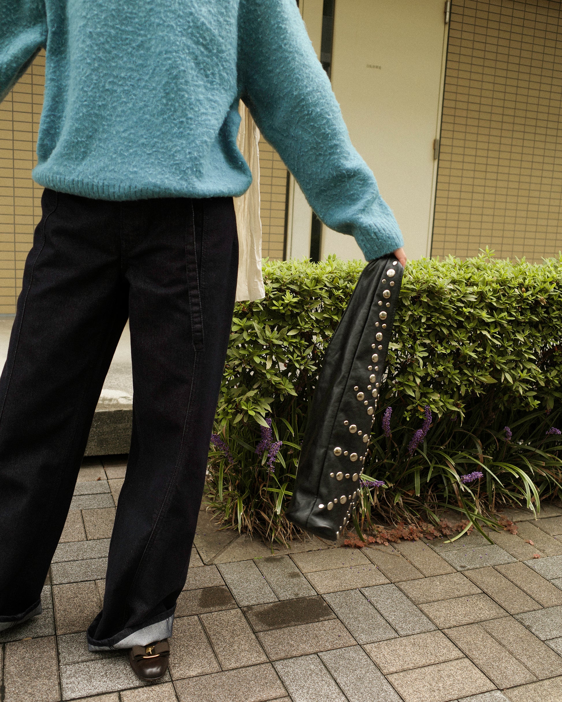 (Back in stock on 11/5) Longline Belted Denim Trousers, Deep Indigo
