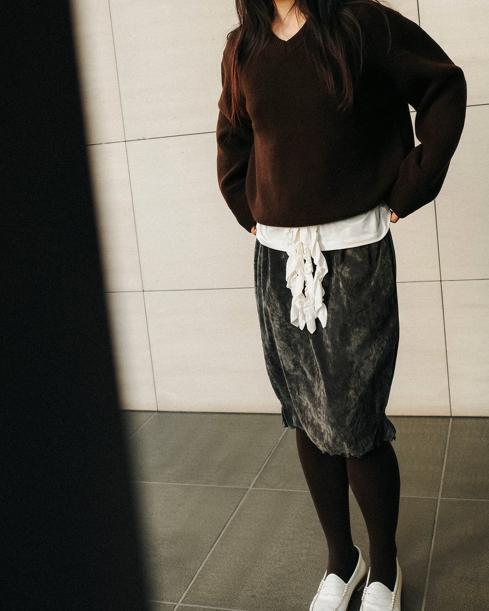 Belle Velvet Pumpkin Skirt, Storm