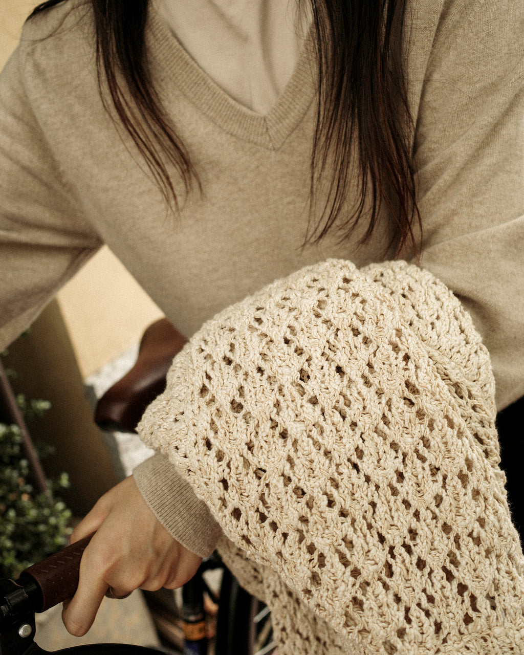 Cashmere Blend V-Neck Jumper, Marigold Beige