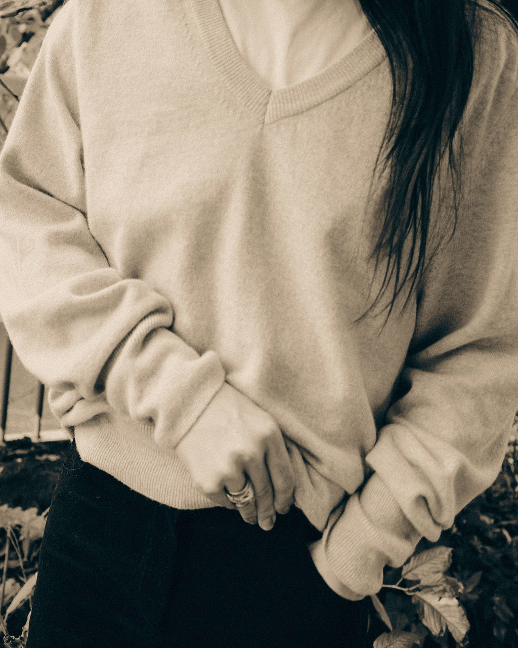 Cashmere Blend V-Neck Jumper, Marigold Beige