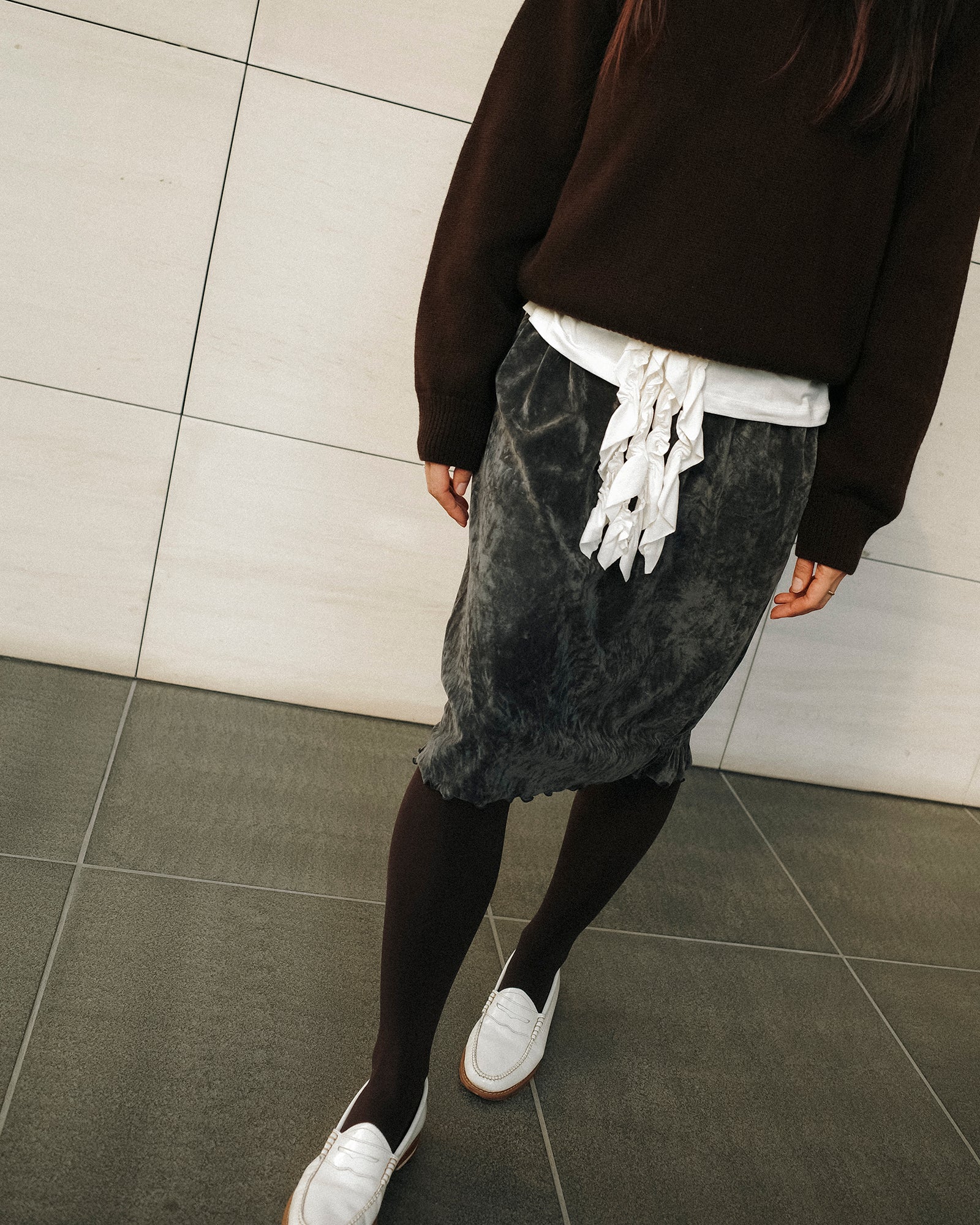 Belle Velvet Pumpkin Skirt, Storm