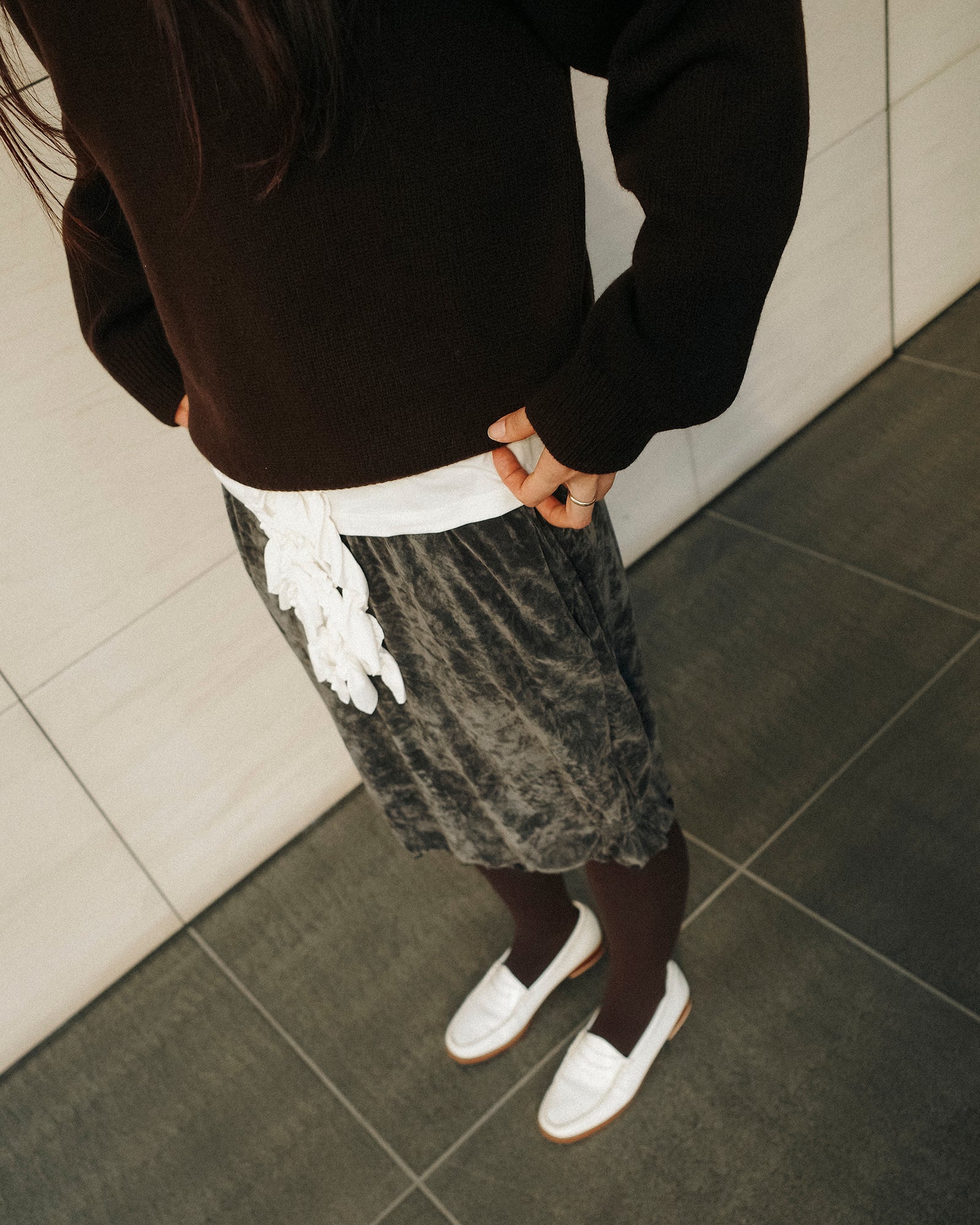 Belle Velvet Pumpkin Skirt, Storm