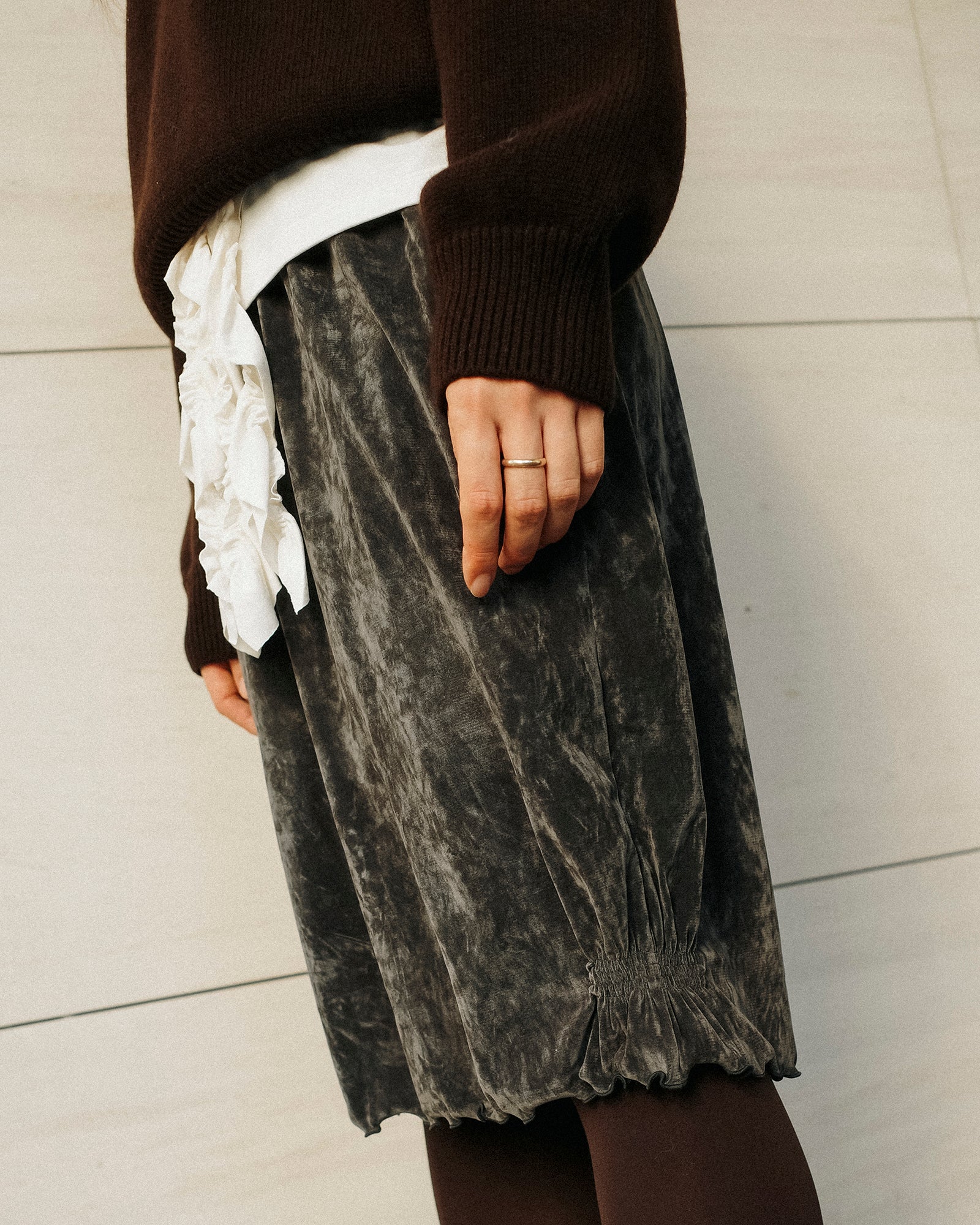 Belle Velvet Pumpkin Skirt, Storm