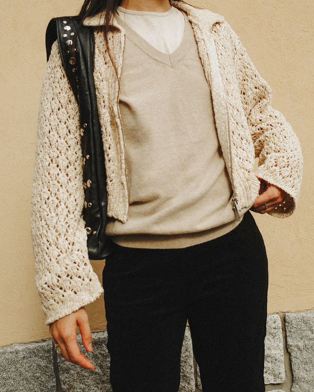 Cashmere Blend V-Neck Jumper, Marigold Beige