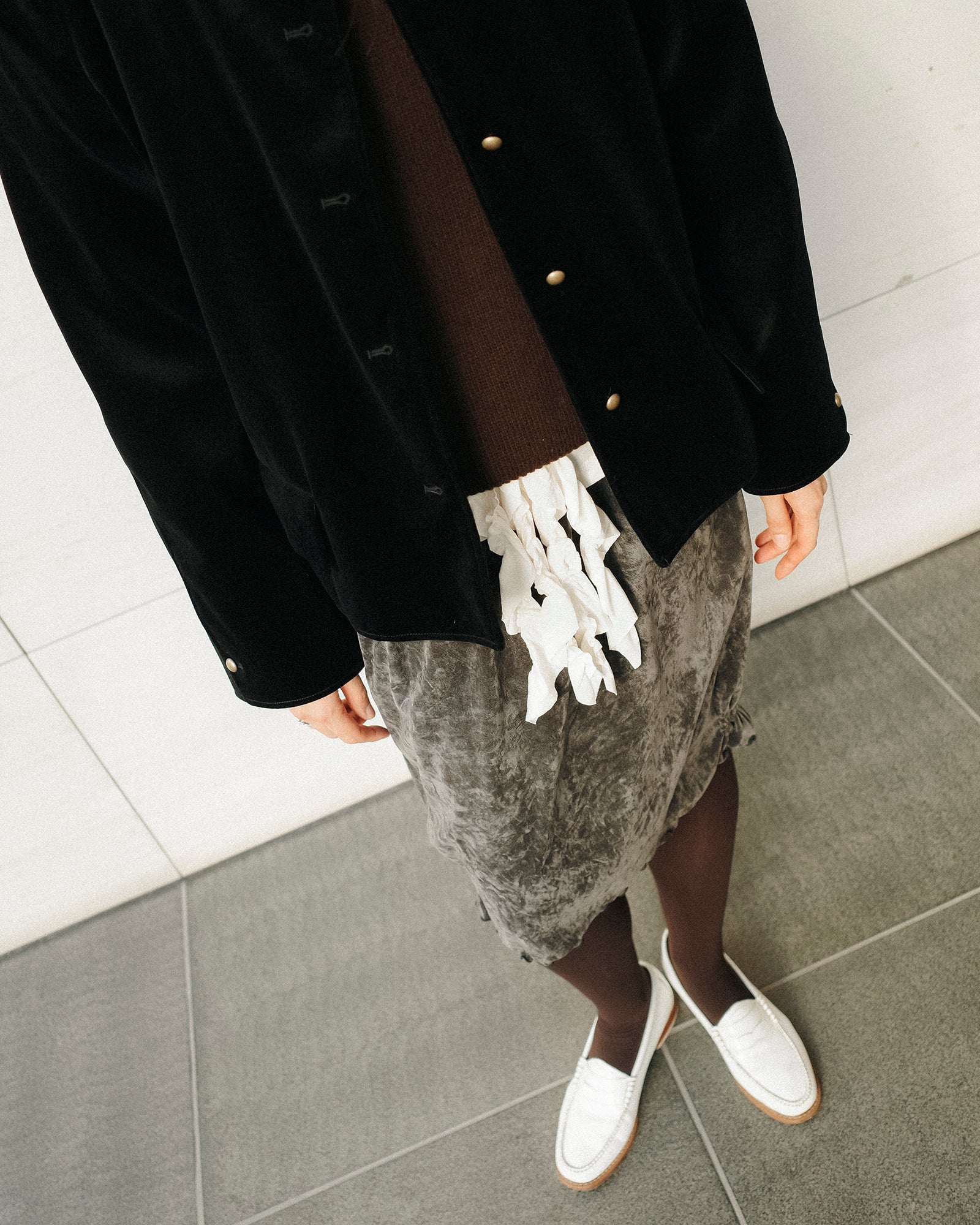 Belle Velvet Pumpkin Skirt, Storm