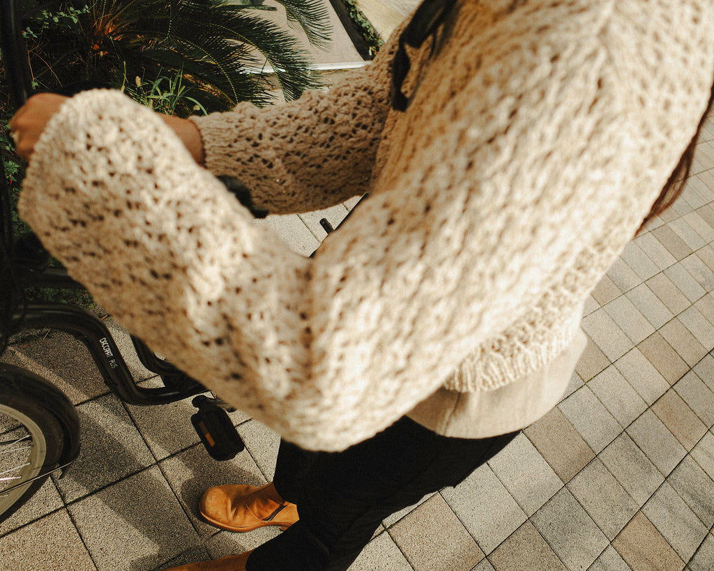 Aiko Textured Knit Zip Cardigan, Bagel