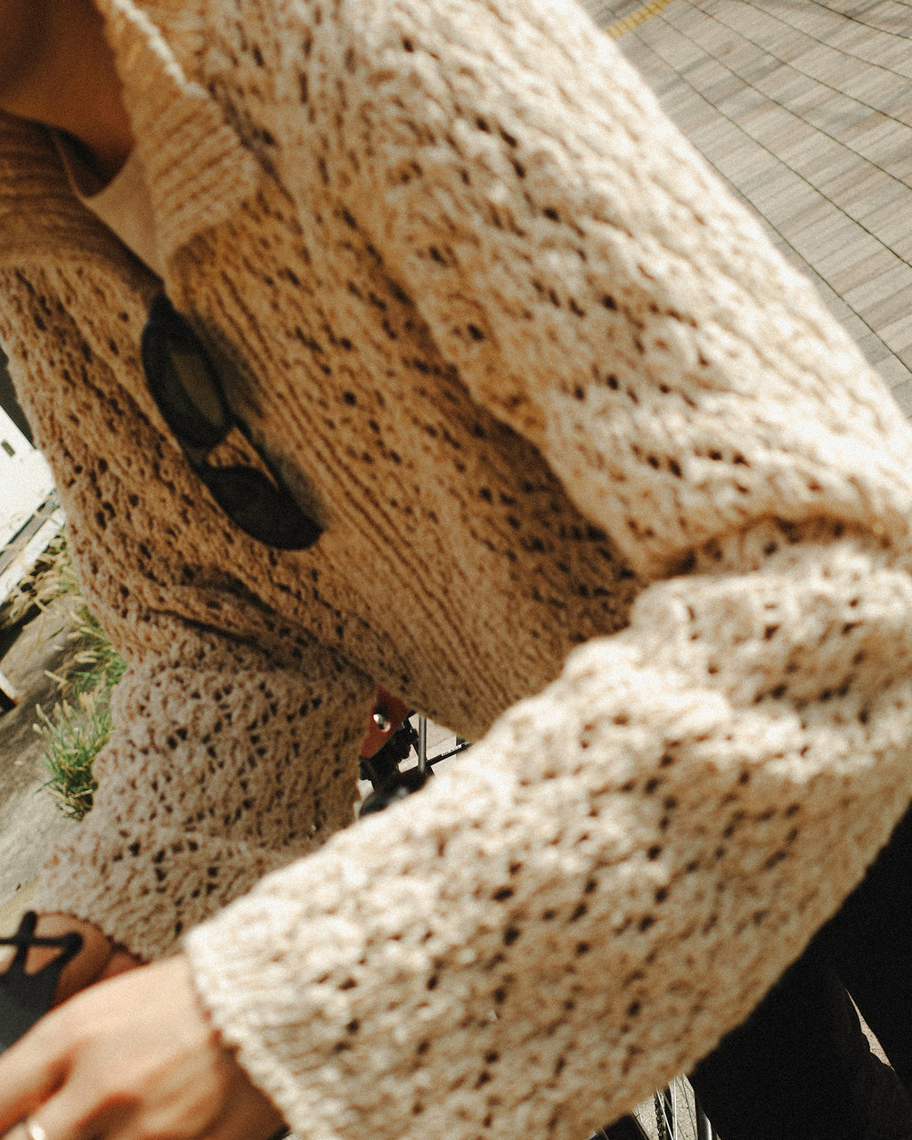 Aiko Textured Knit Zip Cardigan, Bagel