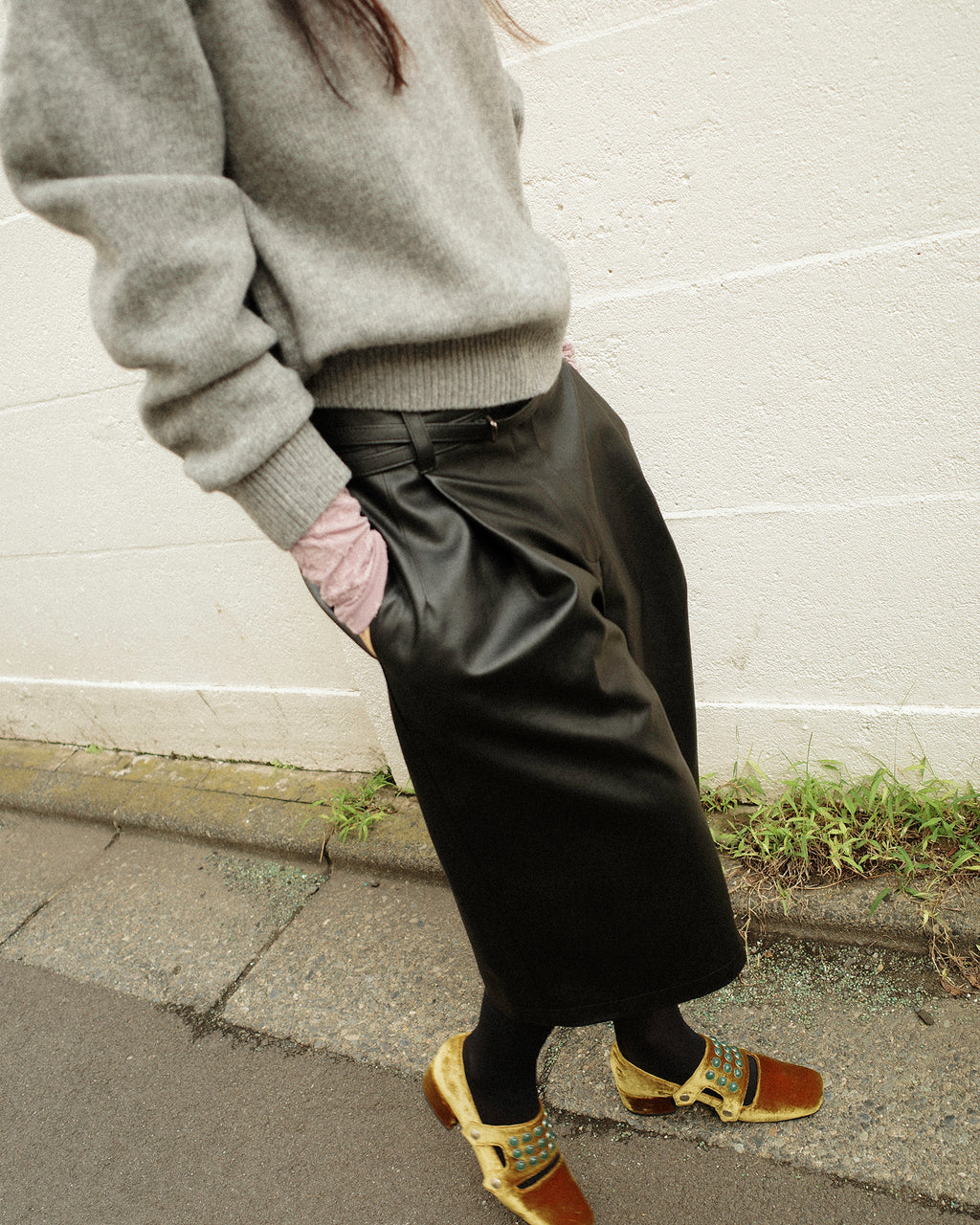 シン・シティ フェイクレザー バミューダショーツ マットブラック