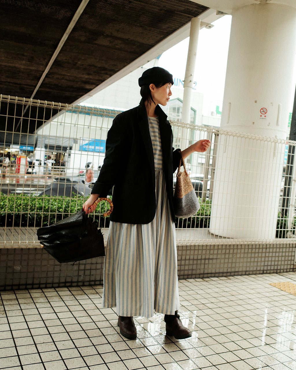 Agnes Stripe Oversized Dress, Cotswold Sky