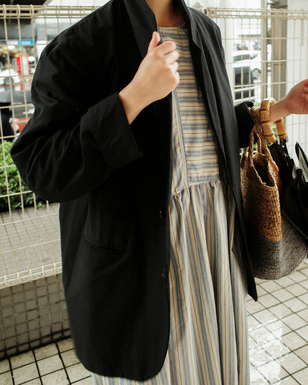 Agnes Stripe Oversized Dress, Cotswold Sky