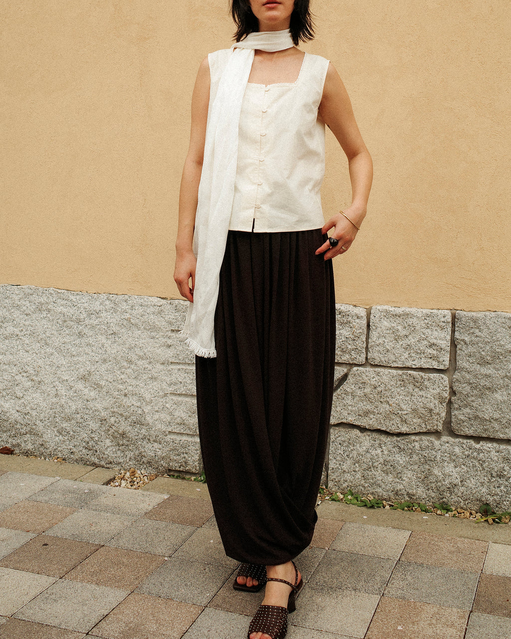 Tiana Summer Square Neck Blouse, Crème Petal