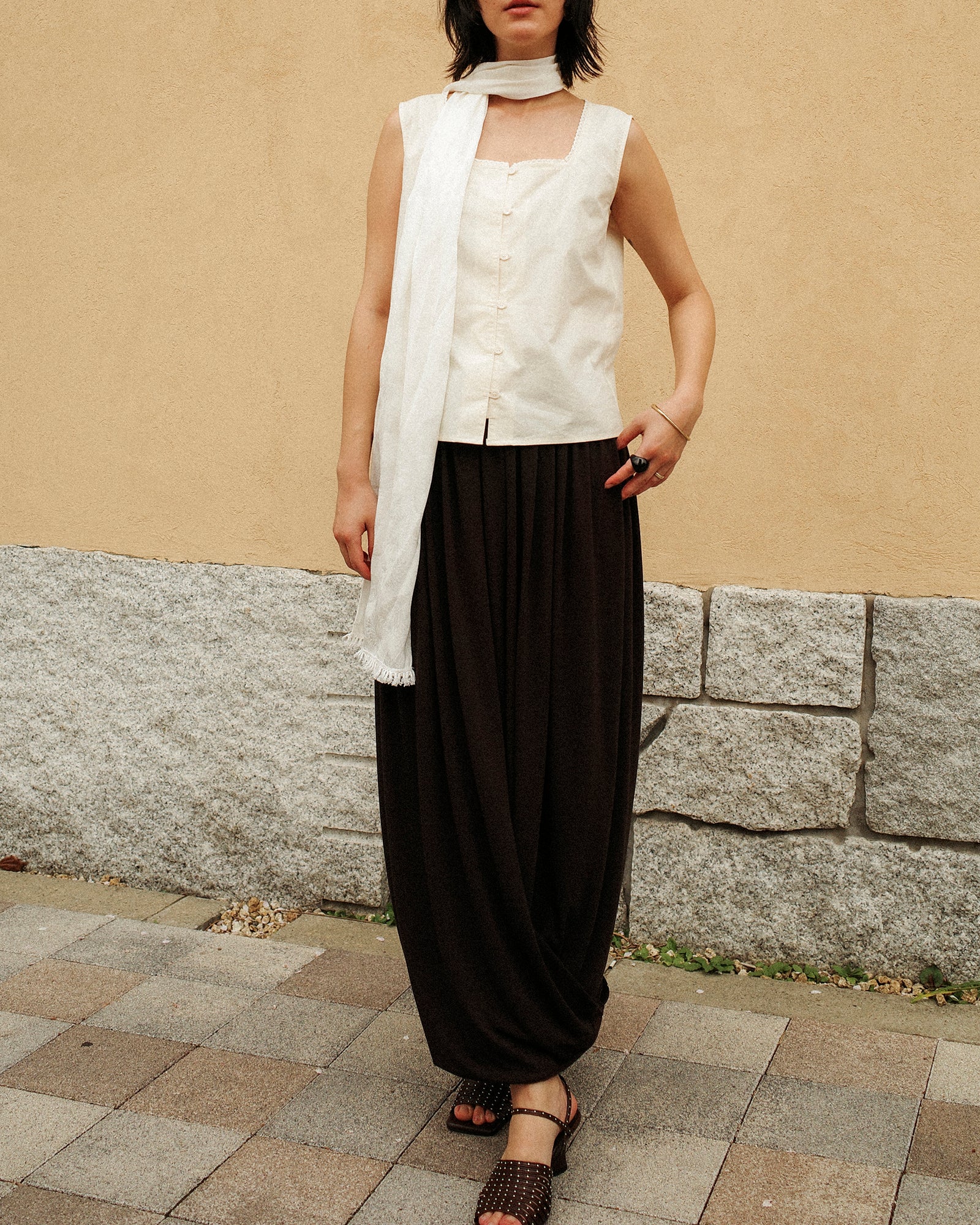 Tiana Summer Square Neck Blouse, Crème Petal