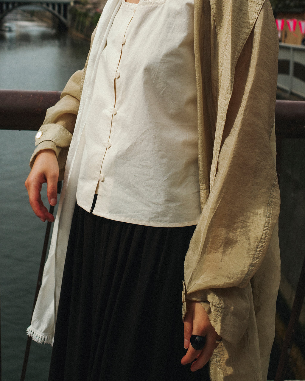 Tiana Summer Square Neck Blouse, Crème Petal
