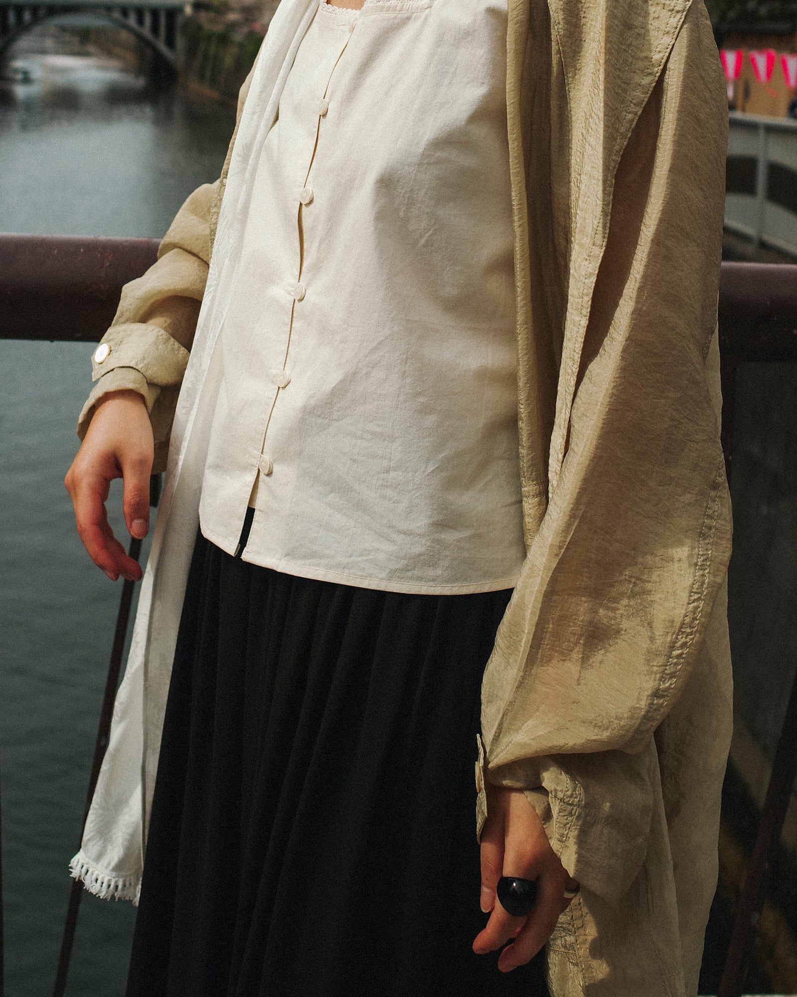 Tiana Summer Square Neck Blouse, Crème Petal
