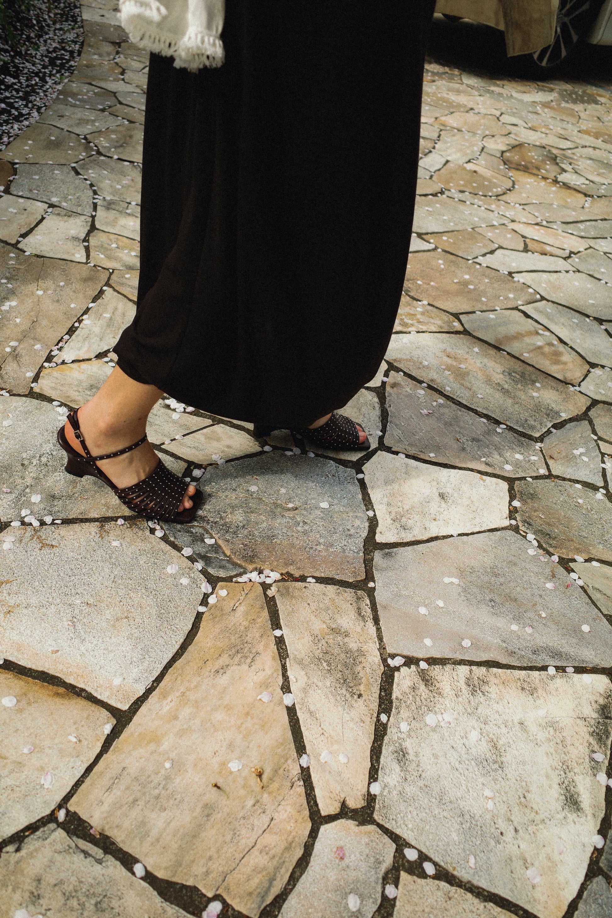 Astrid Studded Gladiator Wedge Sandals, Espresso Noir