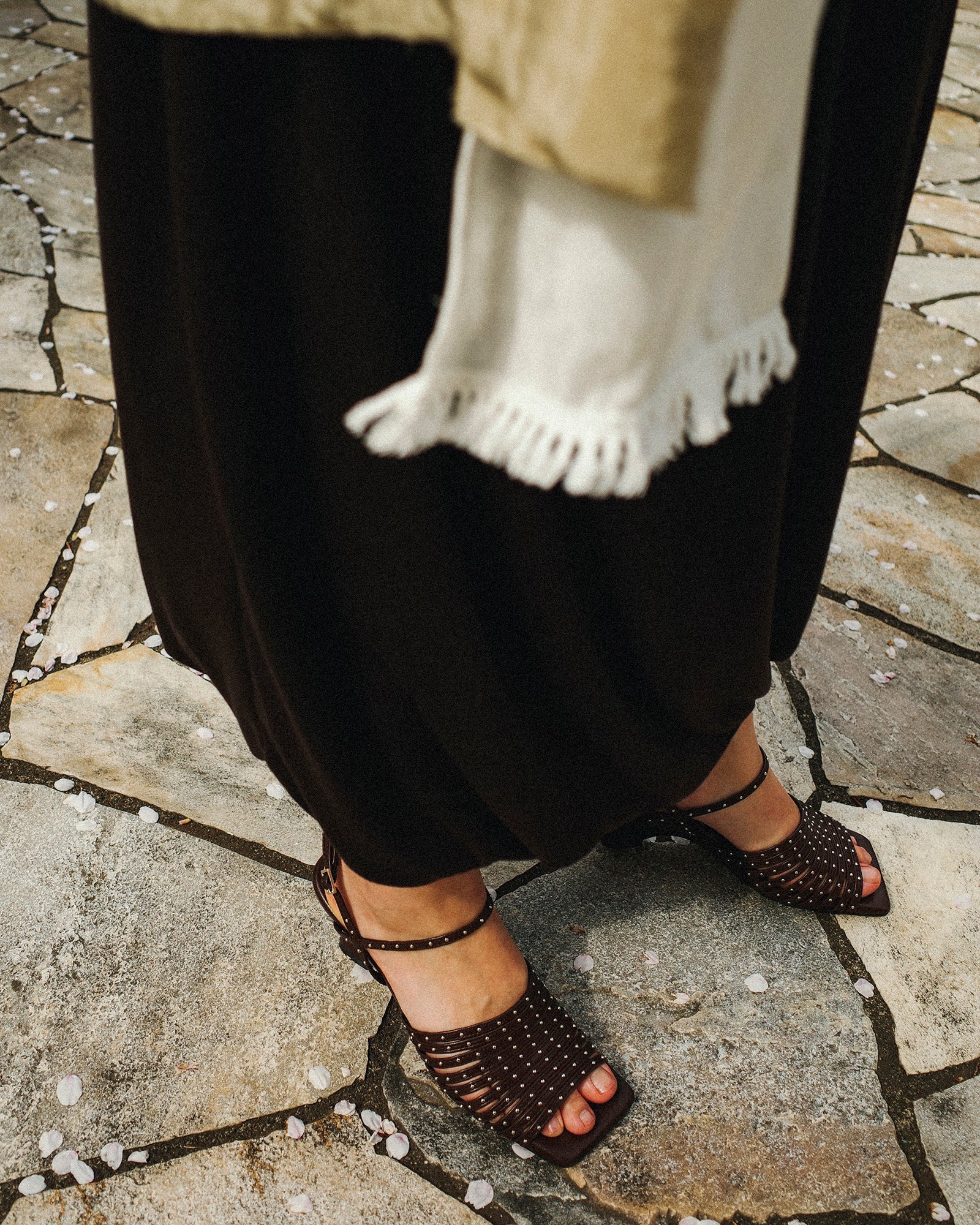 Astrid Studded Gladiator Wedge Sandals, Espresso Noir