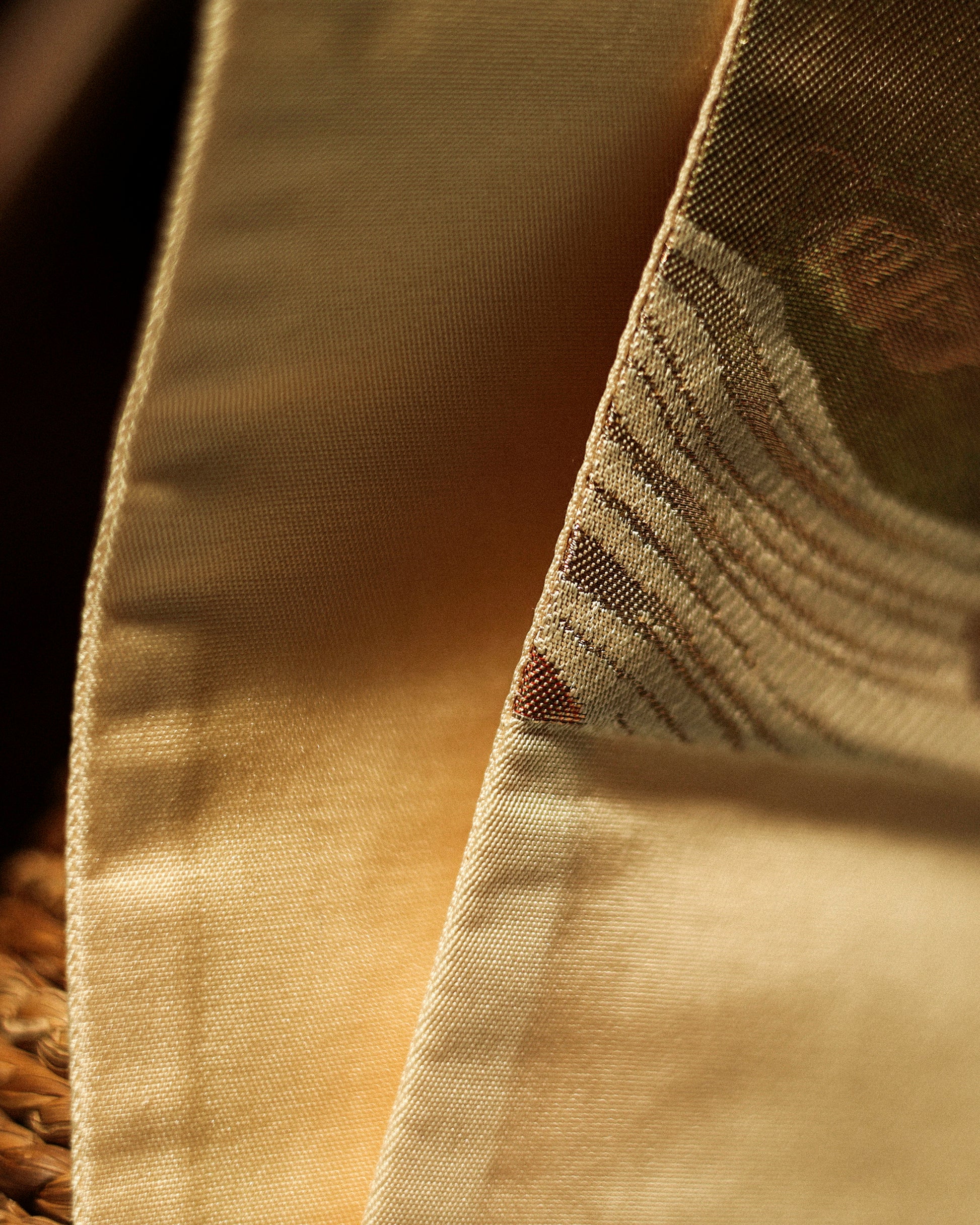 Japanese Antique Obi with Flowing River and Pine, Sunsent Gold