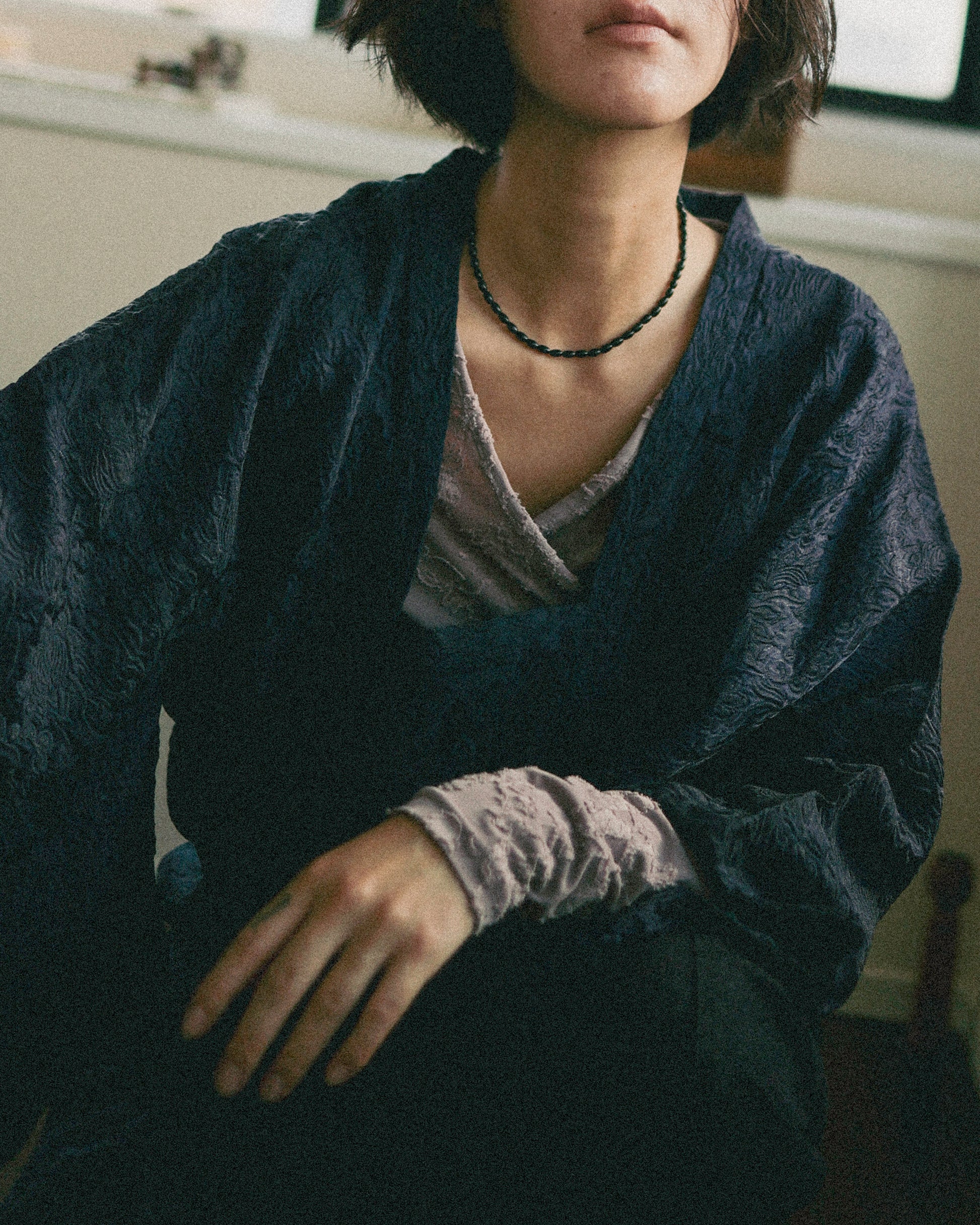 Odyssey Michiyuki Kimono Jacket, Deep Plum Jacquard