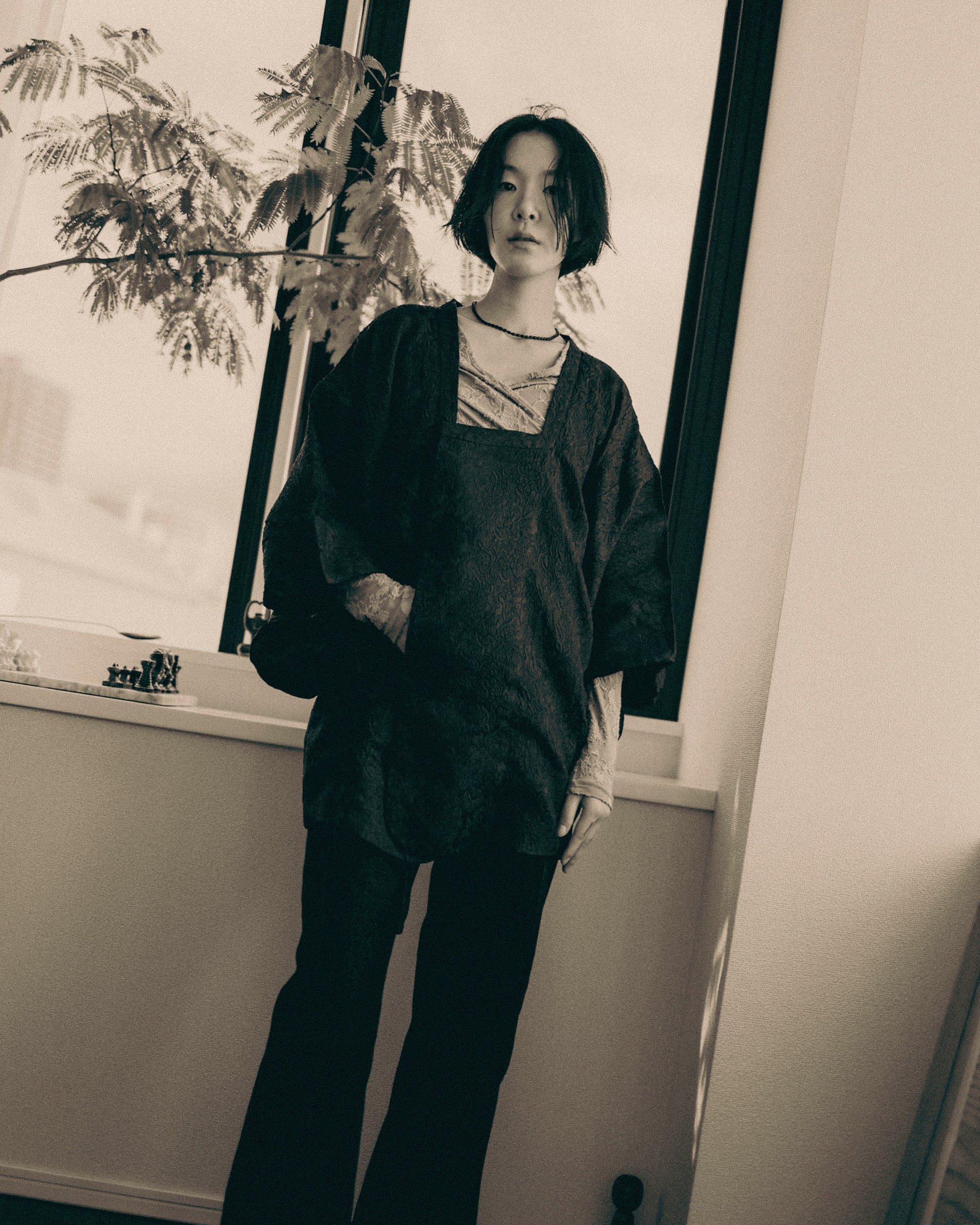 Odyssey Michiyuki Kimono Jacket, Deep Plum Jacquard