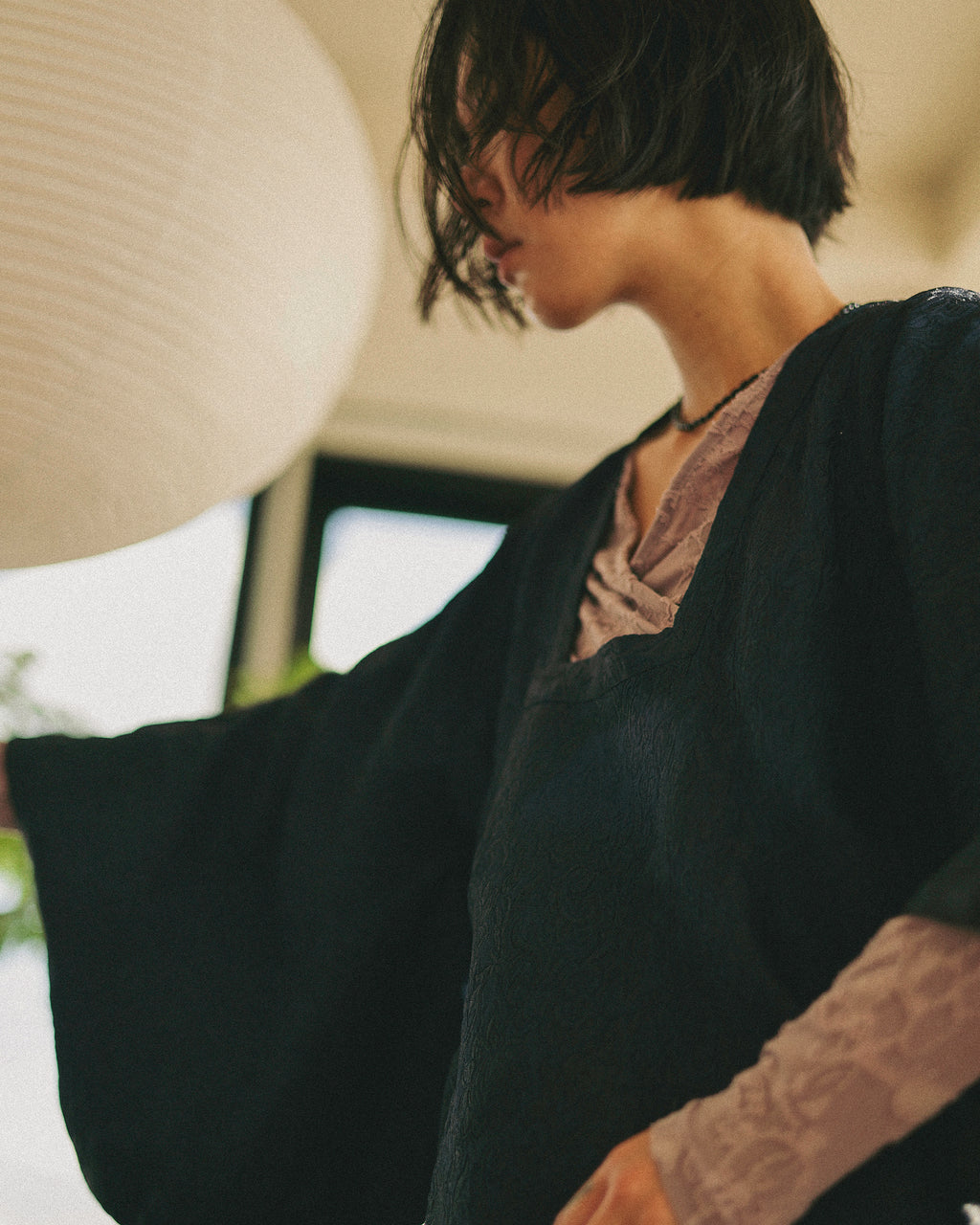 Odyssey Michiyuki Kimono Jacket, Deep Plum Jacquard