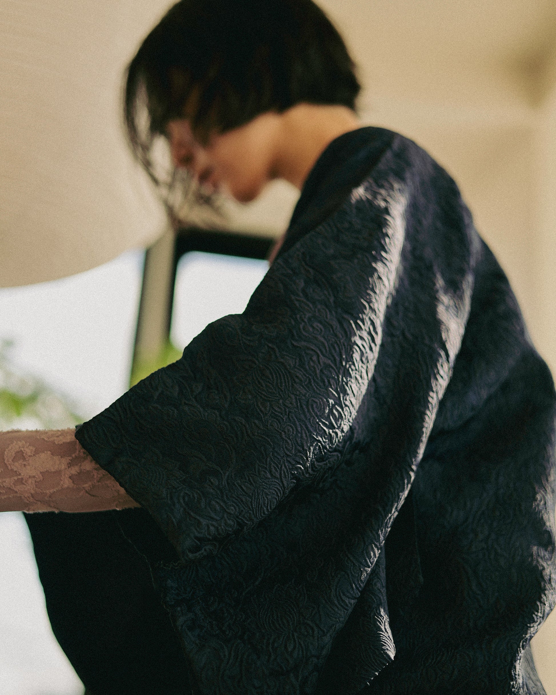 Odyssey Michiyuki Kimono Jacket, Deep Plum Jacquard