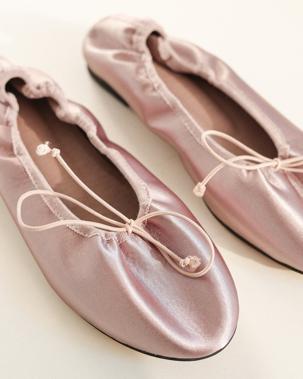 Odette Satin Ballet Flats, Muted Rose