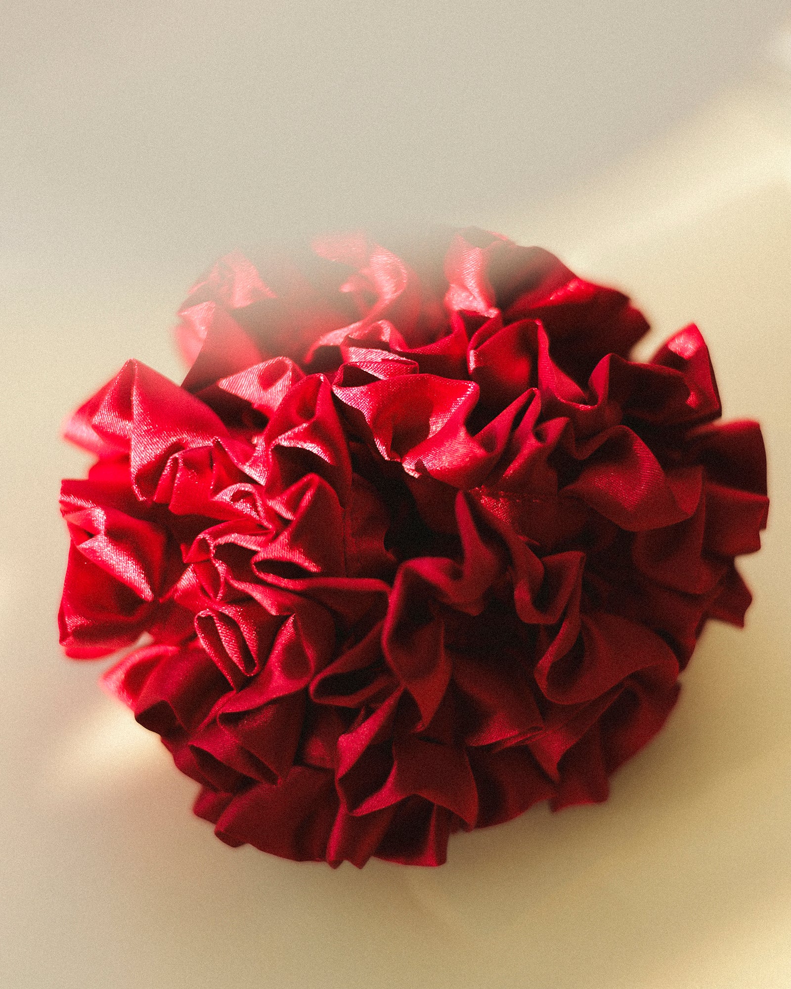 Rio Bravo Satin Frill Scrunchie, Cherry red