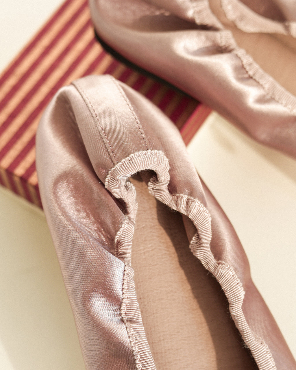 Odette Satin Ballet Flats, Muted Rose
