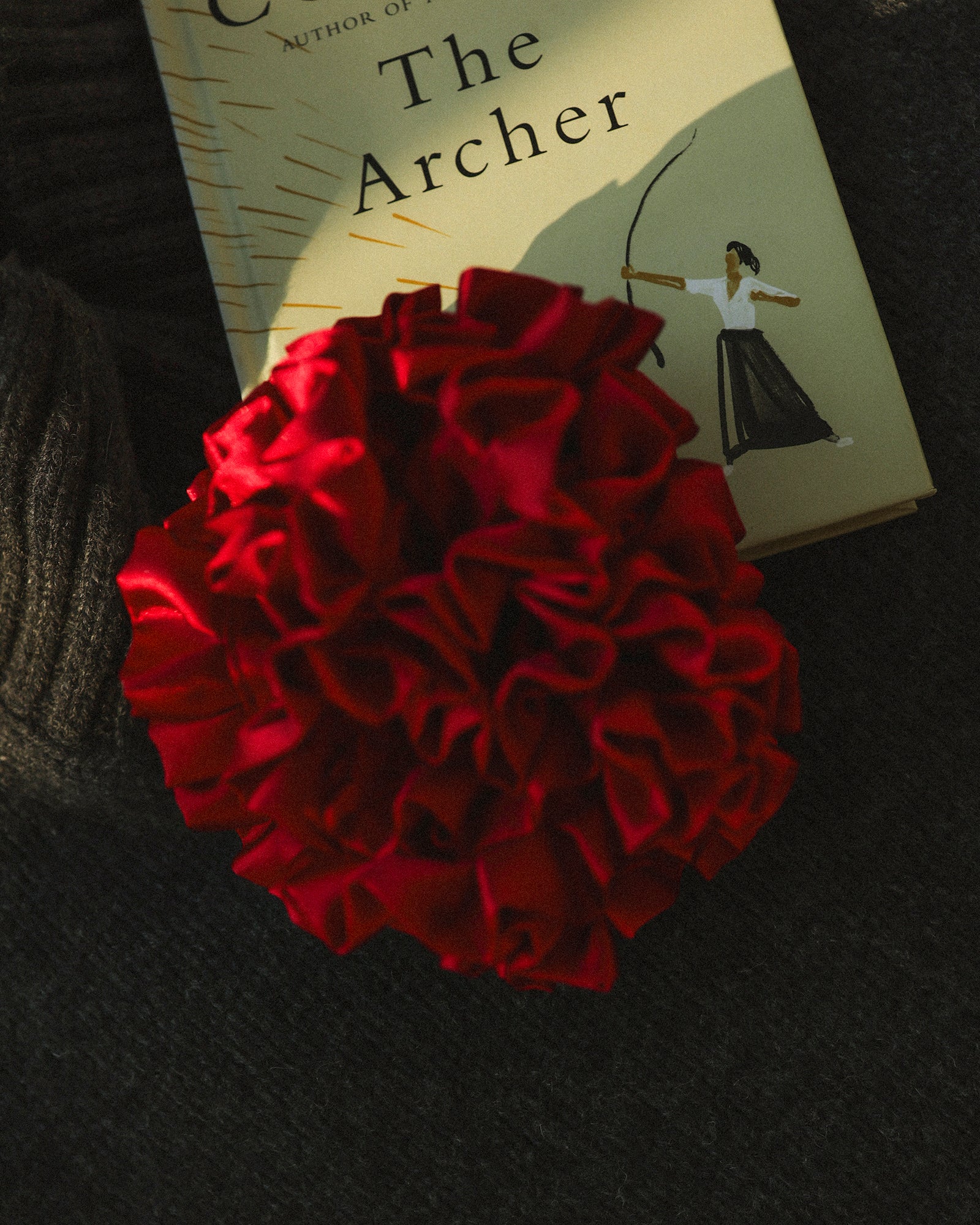 Rio Bravo Satin Frill Scrunchie, Cherry red