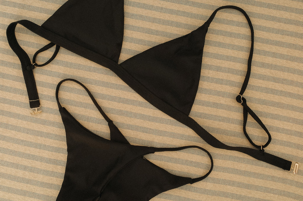Classic Jet Triangle Bikini, Eleʻele Black