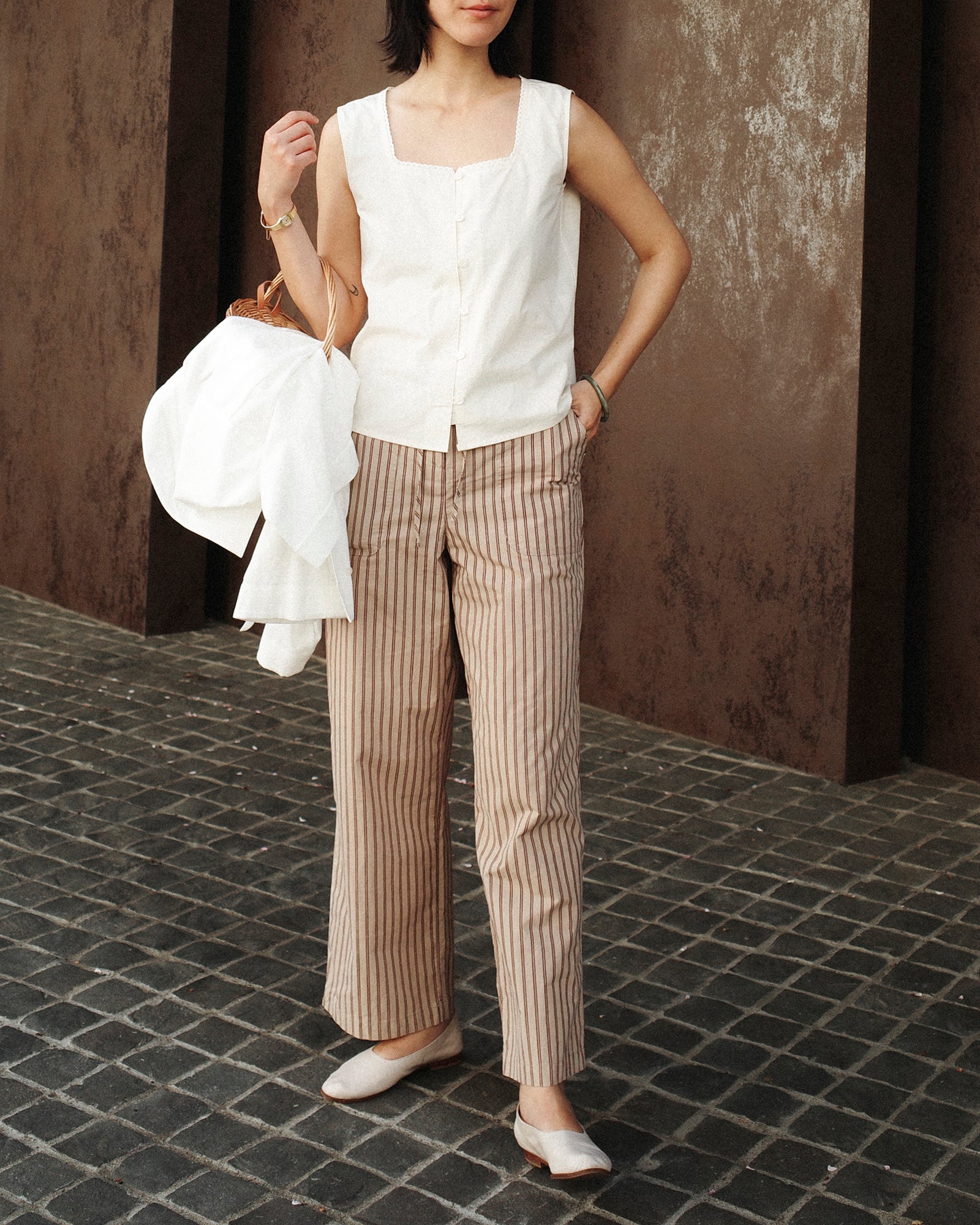 Tiana Summer Square Neck Blouse, Crème Petal