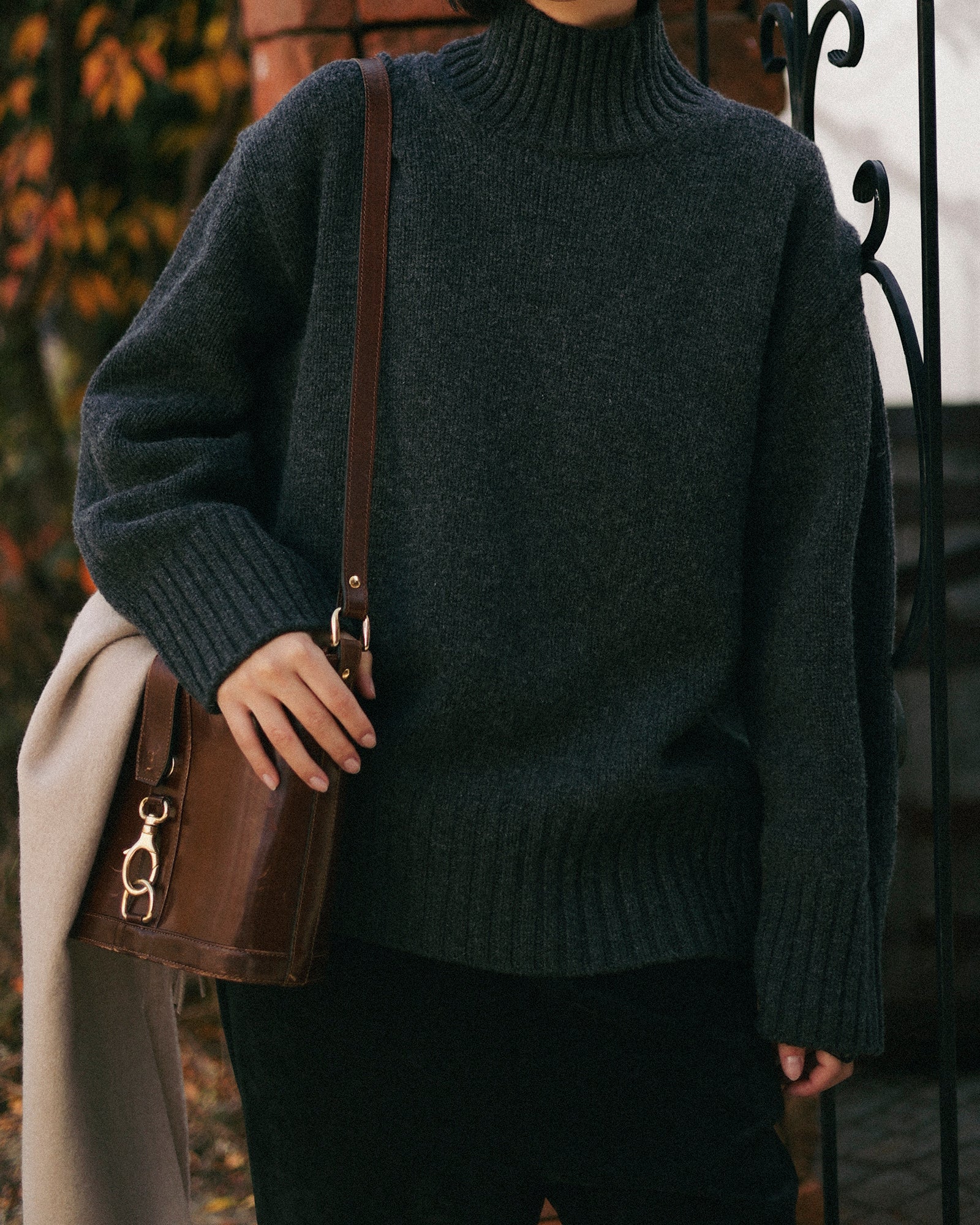 Passage / 50 Lambswool High Neck Jumper, Flint grey