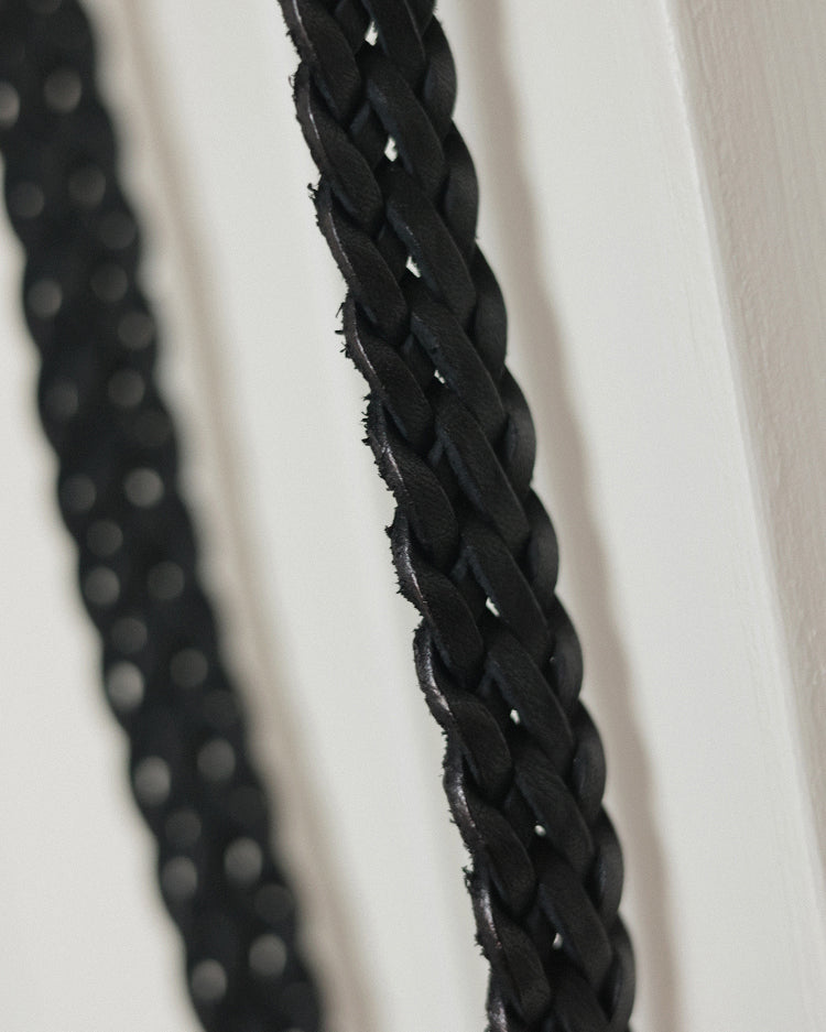 Plaited Cow Leather Belt, Dark Knight
