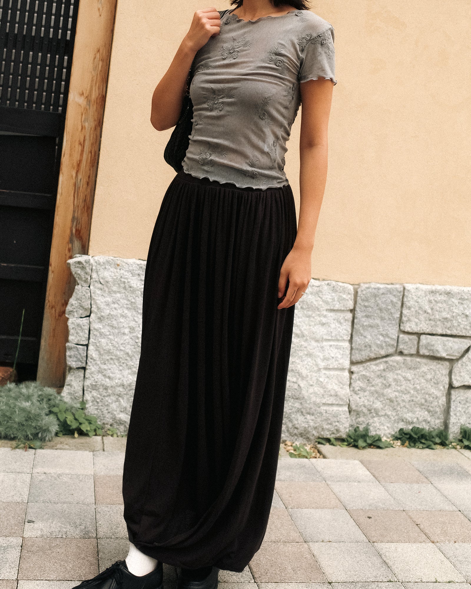 Petal Armor Mesh Top, Smoke Grey