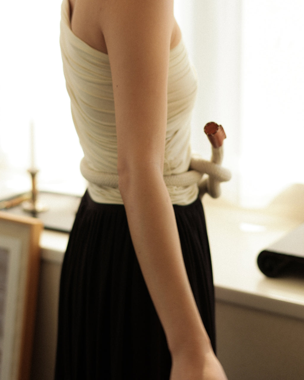 Astraea Draped Toga Top, Parthenon Sand