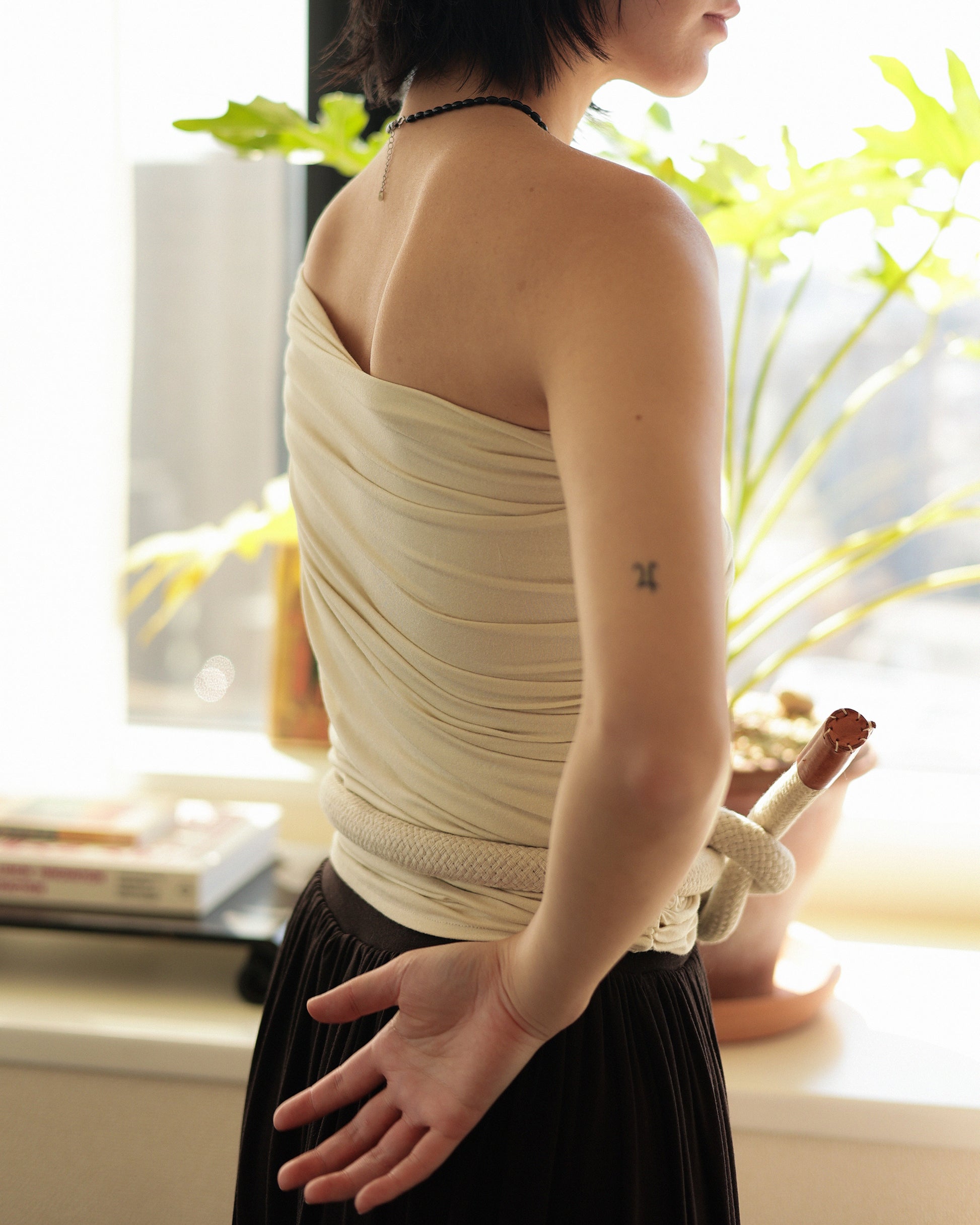 Astraea Draped Toga Top, Parthenon Sand